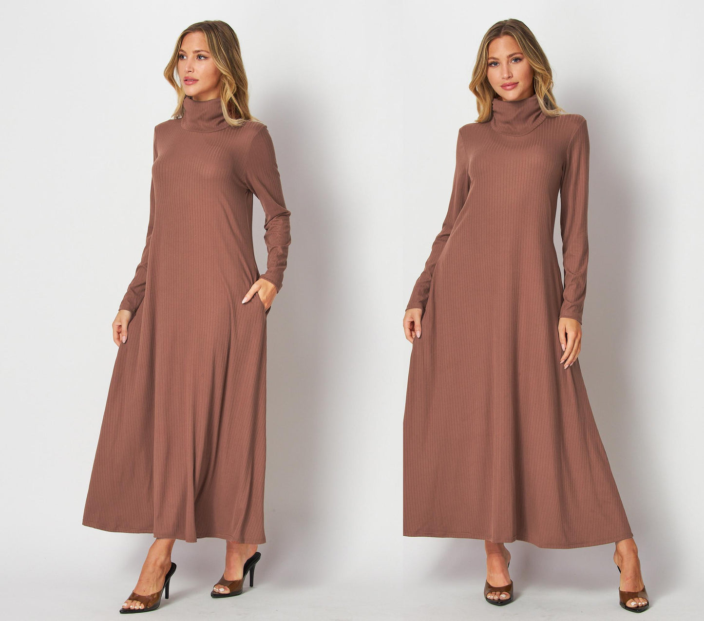 Maxi Rib Knit Dress with Pockets – Custom Length | Handmade USA