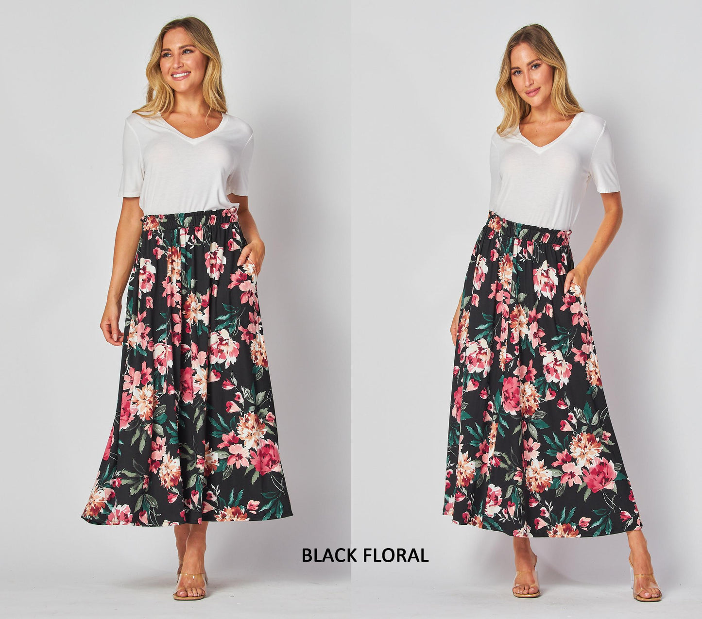 Buttery Soft Maxi Ankle Skirt With Pockets , Available in Petite, Plus, Tall. Sustainable and Upcycled