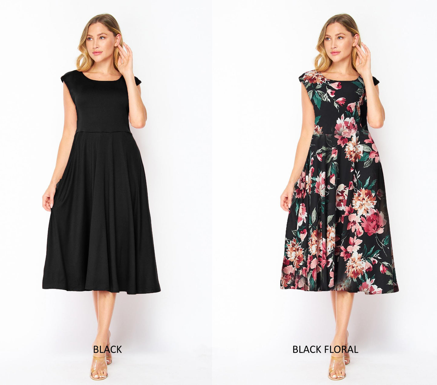 Easy & Comfy Flowy Cap Sleeve Midi Dress with Pockets - Custom Length, Buttery Soft, Breathable, Travel-Ready, Wrinkle-Free, Handmade in USA