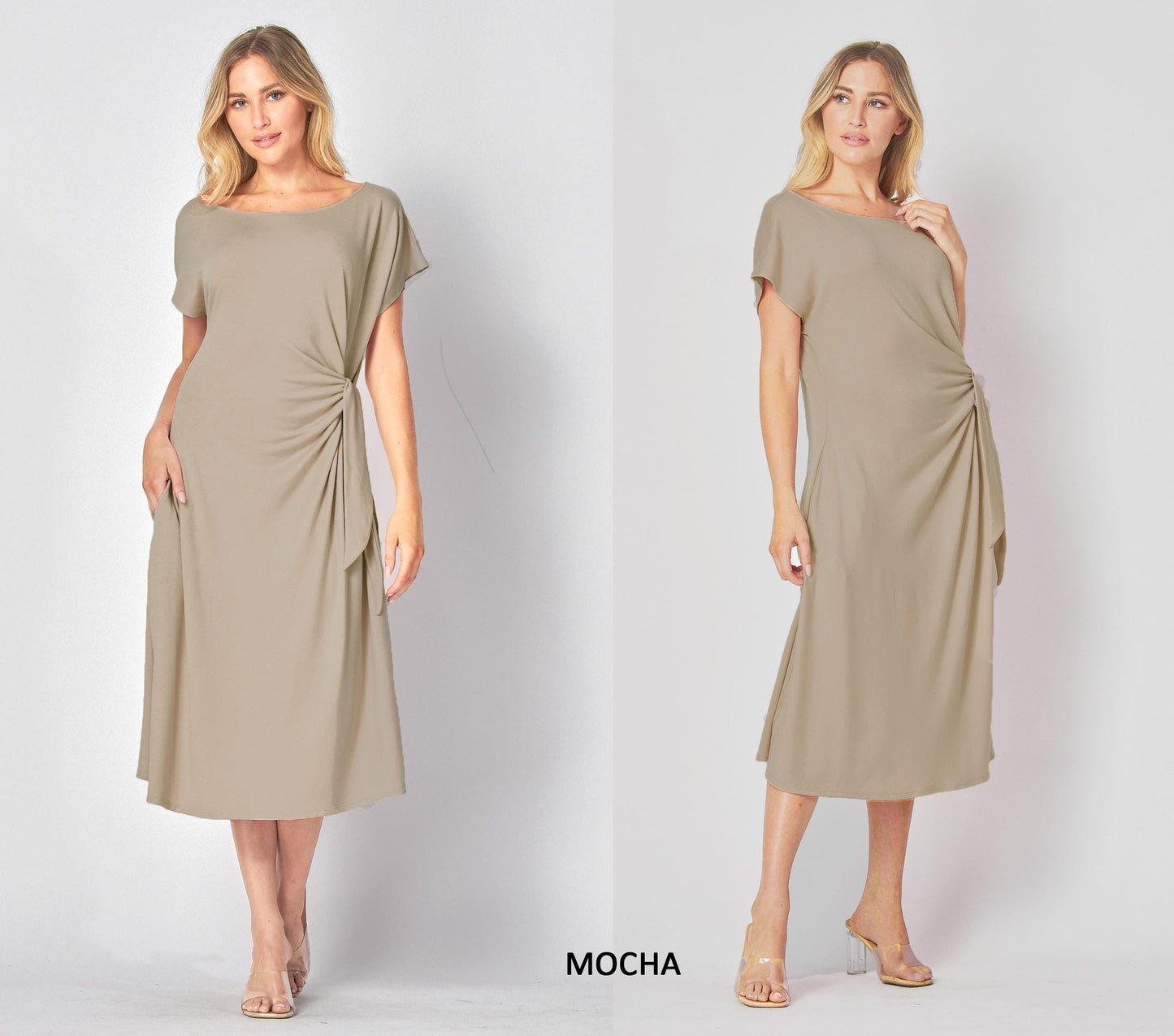 oft Side-Tie Midi Dress with Pockets – Petite, Plus, Tall | Casual, Maternity-Friendly, Handmade in USA