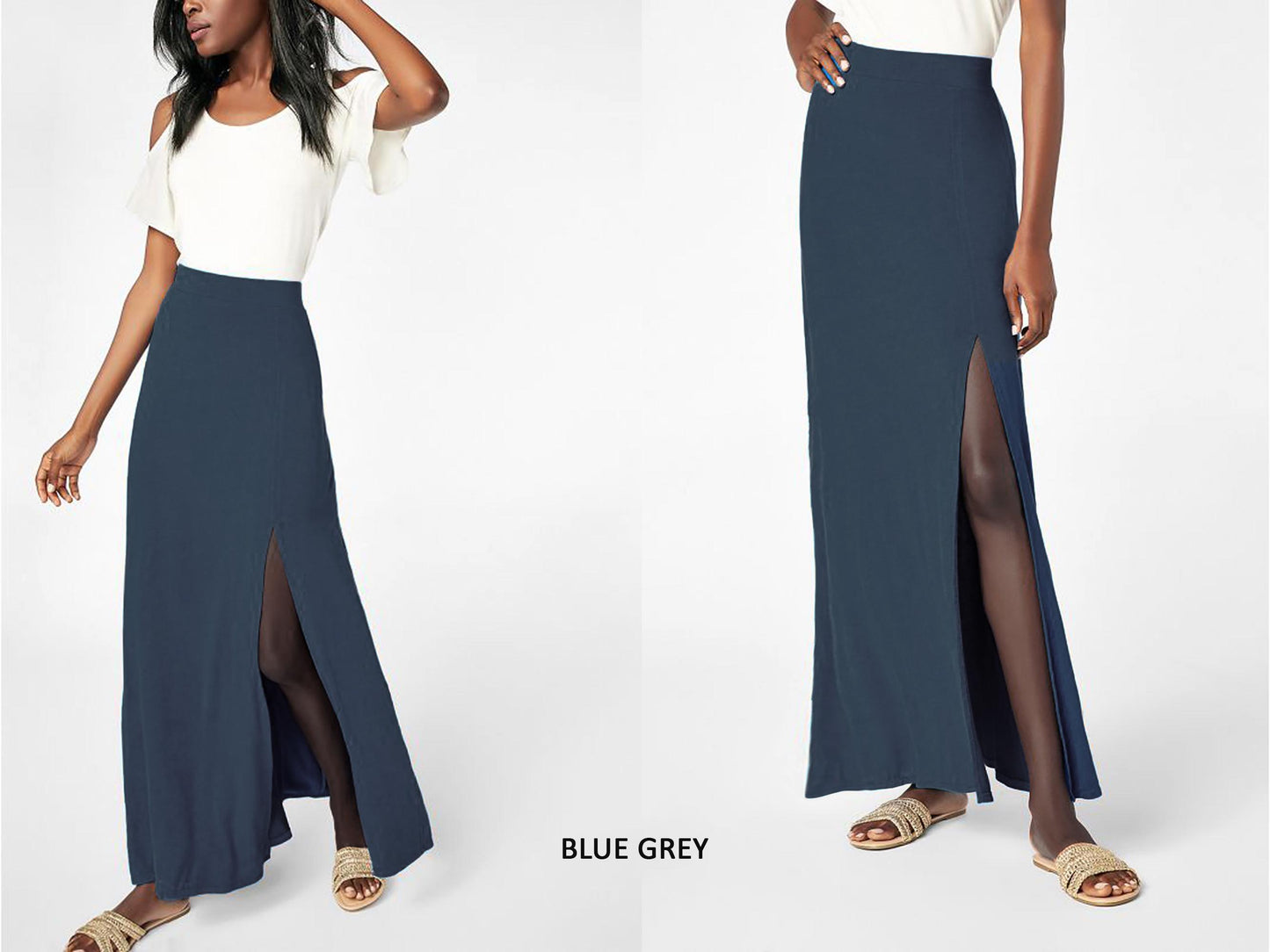 Upcycled butter Soft Maxi Skirt With Slit, Plus Size Maxi Skirt, Loungewear, Lounge Skirt, Ethical, Sustainable, Made in USA