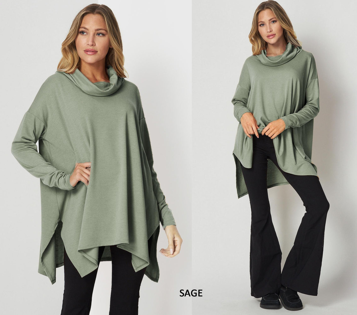 Upcycled butter Soft Oversized Turtle Neck Tunic Top, Plus Size Tunic Top Top, Loungewear, Lounge Tunic, Ethical, Sustainable, Made in USA