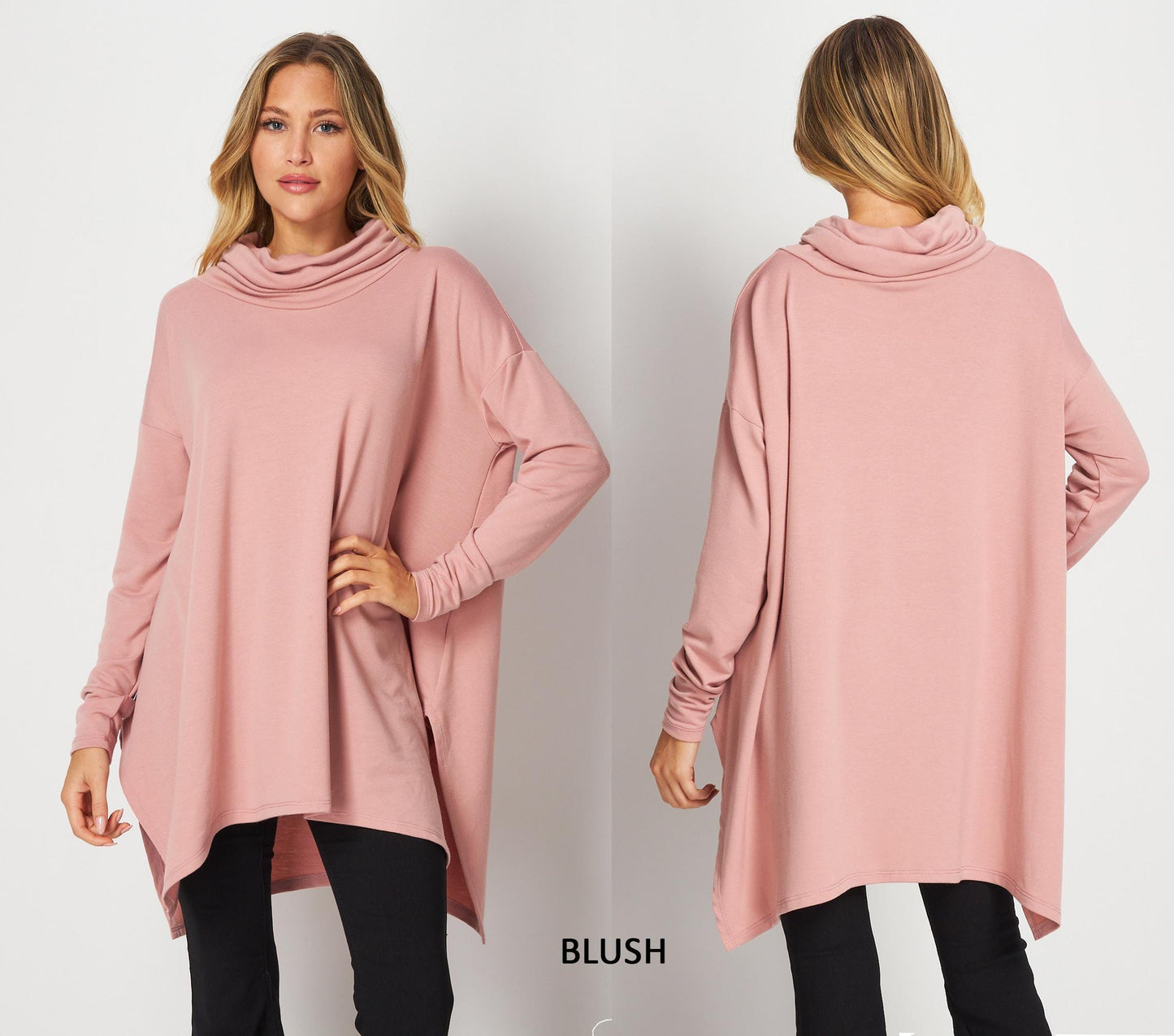 Upcycled butter Soft Oversized Turtle Neck Tunic Top, Plus Size Tunic Top Top, Loungewear, Lounge Tunic, Ethical, Sustainable, Made in USA