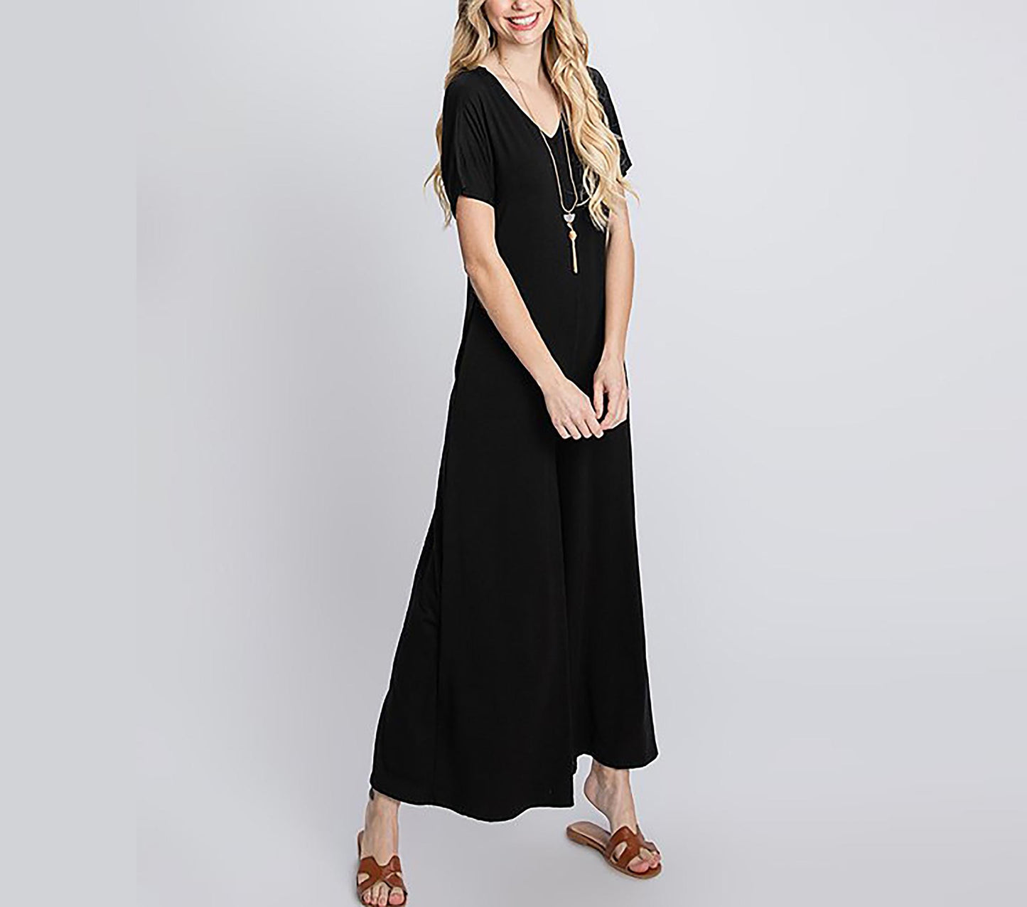 Upcycled Buttery Soft Short Sleeve Jumpsuit with Pocket / Knit Romper / Wide-leg Jumpsuit / Plus Size Jumpsuit / Loungewear / Made in USA