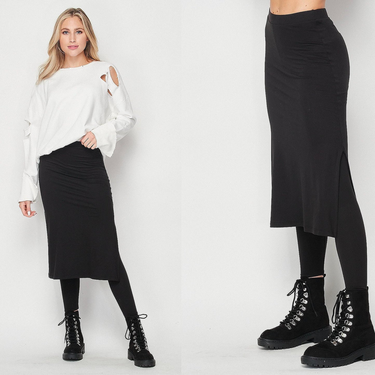 Pencil Skirted Leggings, Butter Soft Leggings Skirt, Plus Size Skirted Leggings, Cover up Skirt Leggings, Shirt Extender, Leisure Wear