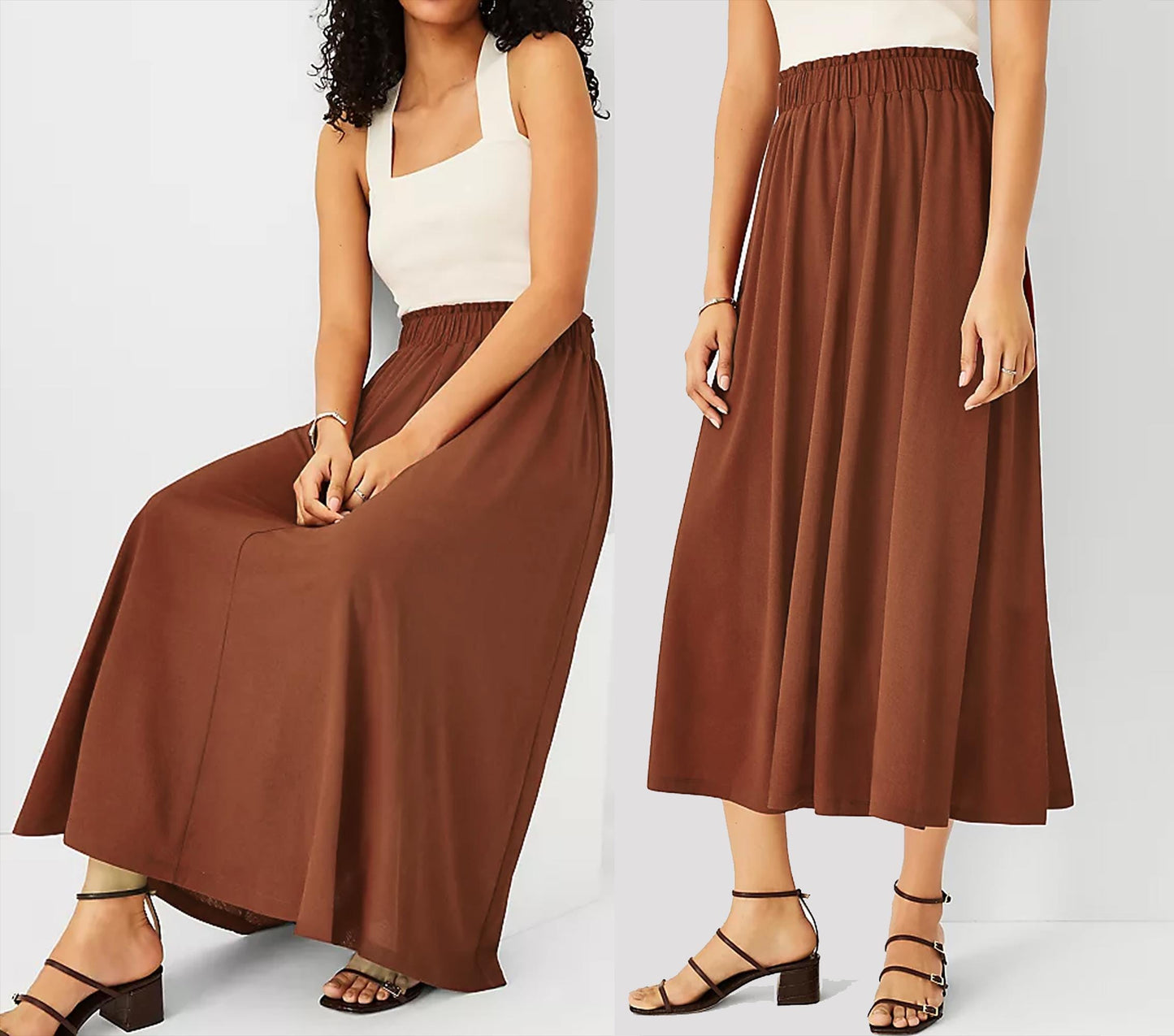 Buttery Soft Maxi Ankle Skirt With Pockets , Available in Petite, Plus, Tall. Sustainable and Upcycled