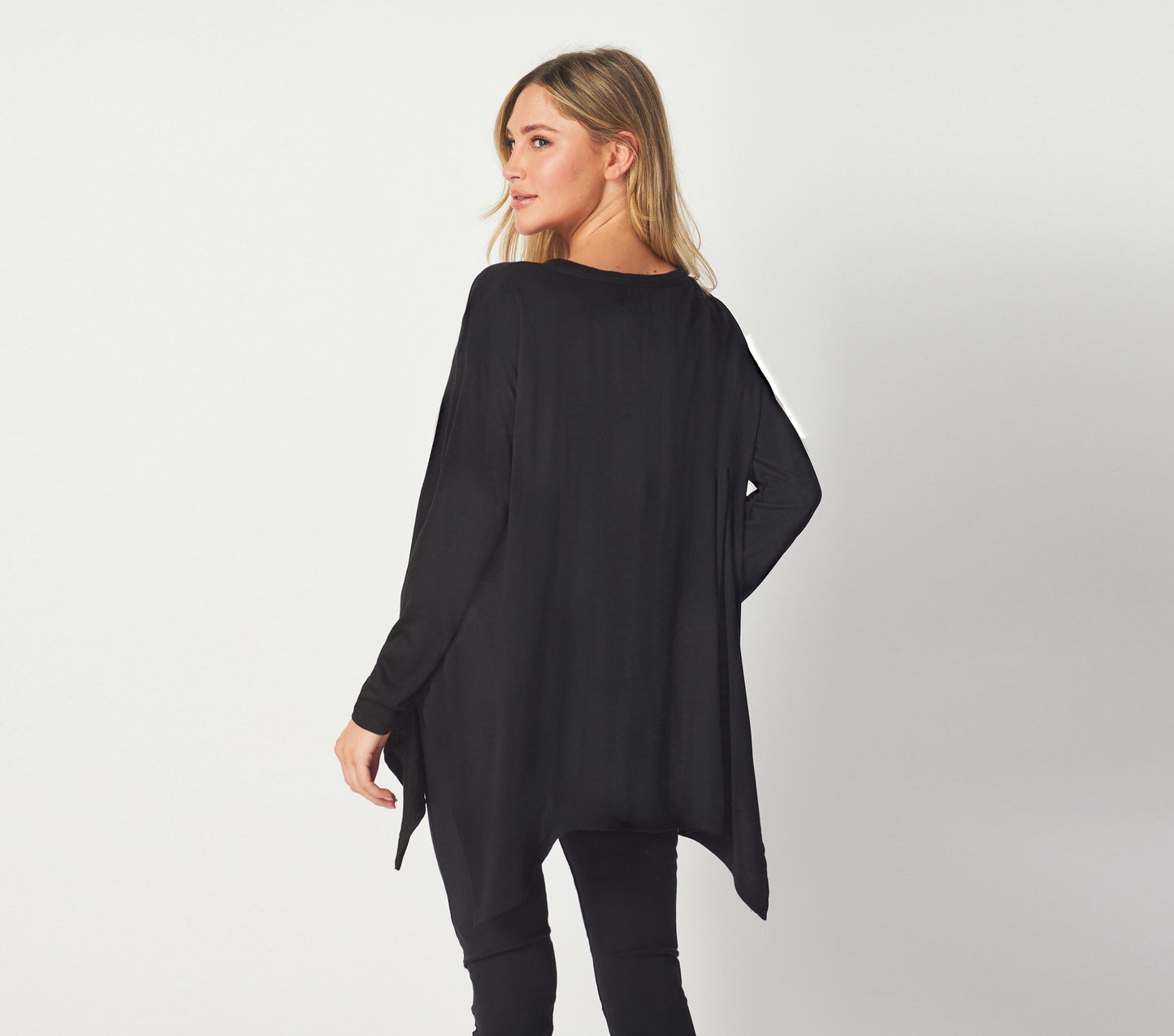 Oversized Hanky Hem Top with Delicate Lace Neckline – Boho Statement Blouse - Available in Petite, plus and tall. Handmade in USA