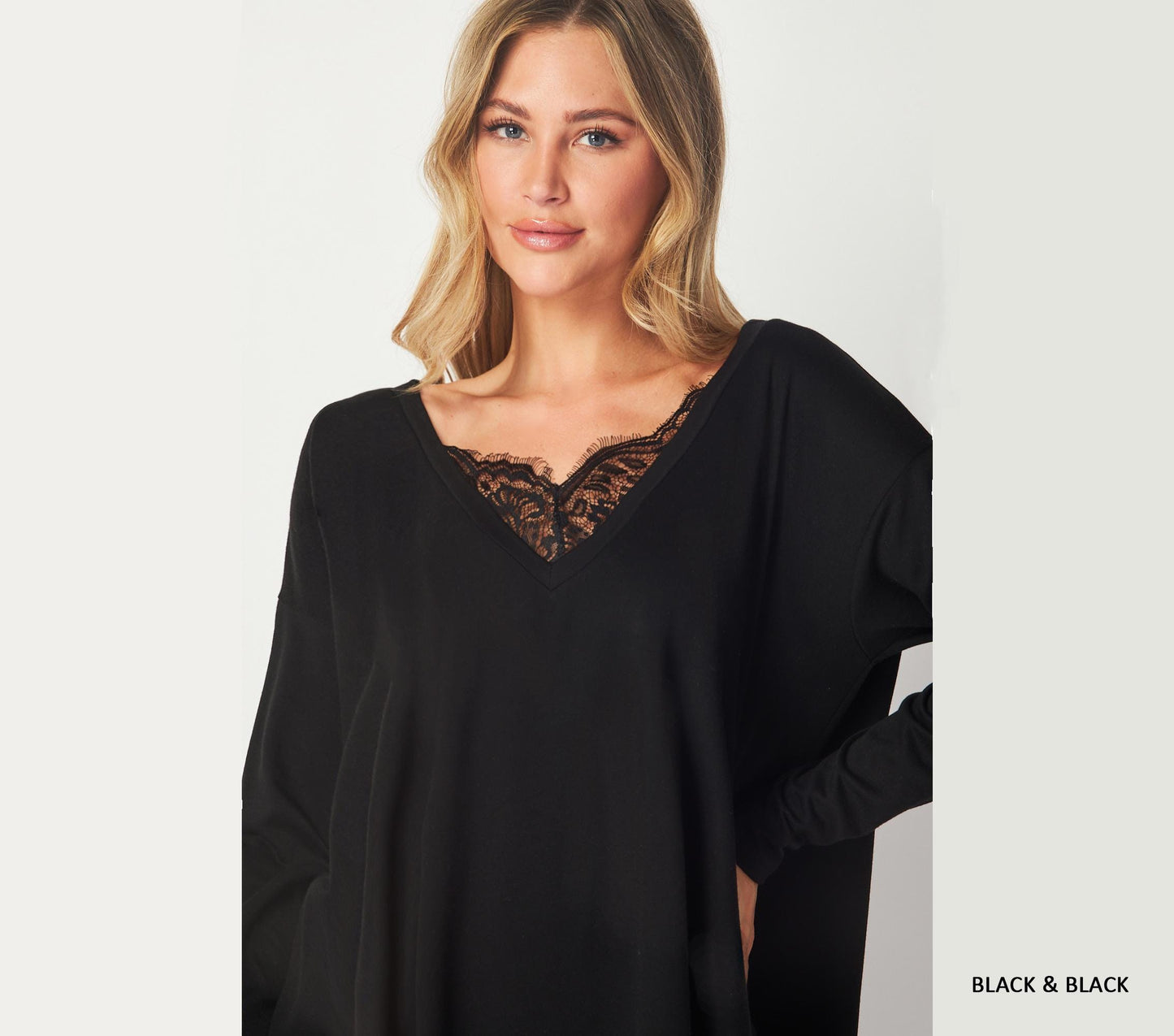 Oversized Hanky Hem Top with Delicate Lace Neckline – Boho Statement Blouse - Available in Petite, plus and tall. Handmade in USA