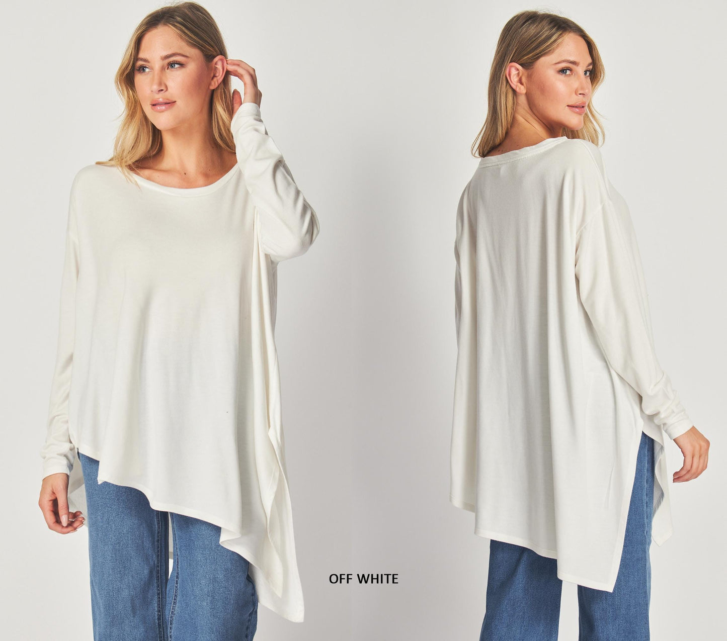 Asymmetrical Oversized Tunic Top with Side Slit – Available in Petite, Plus, Tall - Chic and Flowy Statement Piece - Handmade in USA