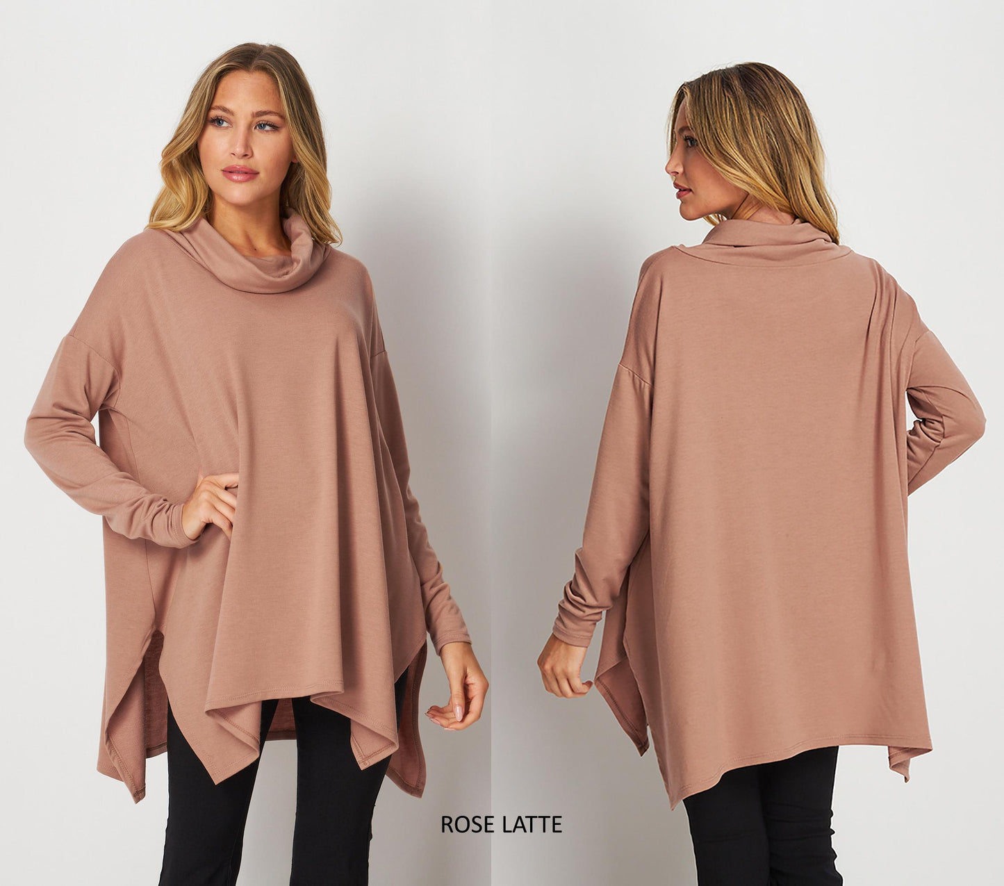 Upcycled butter Soft Oversized Turtle Neck Tunic Top, Plus Size Tunic Top Top, Loungewear, Lounge Tunic, Ethical, Sustainable, Made in USA