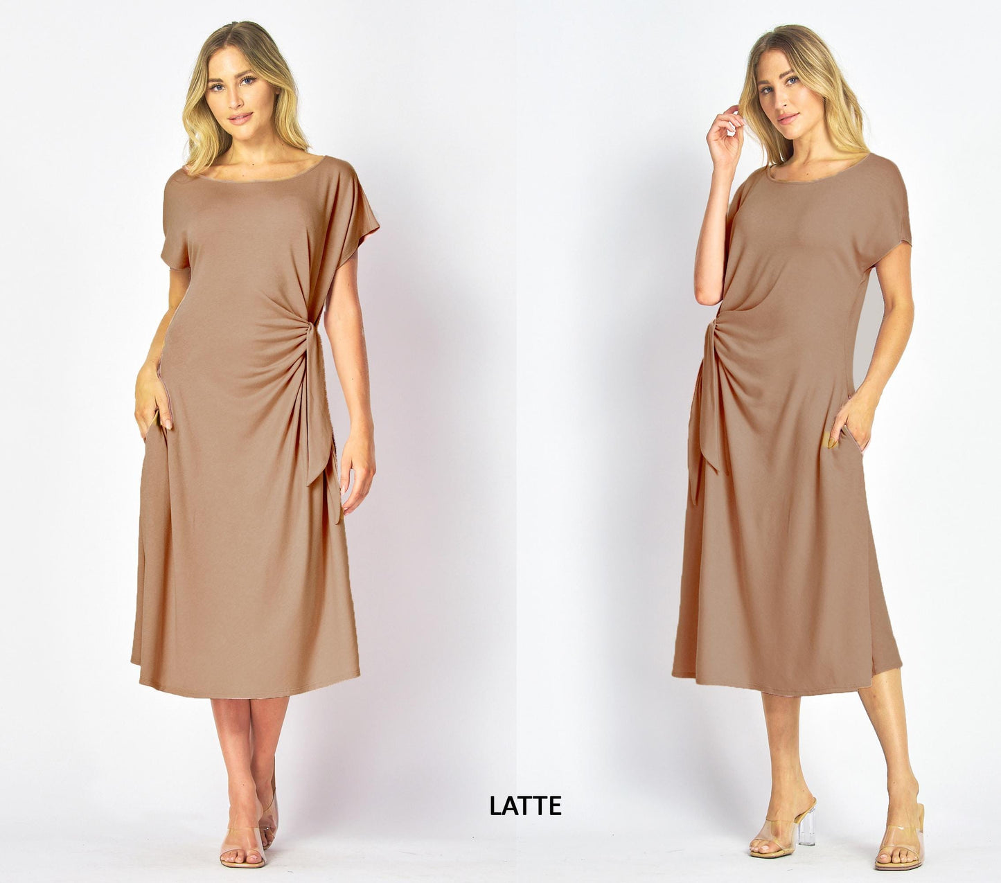 oft Side-Tie Midi Dress with Pockets – Petite, Plus, Tall | Casual, Maternity-Friendly, Handmade in USA