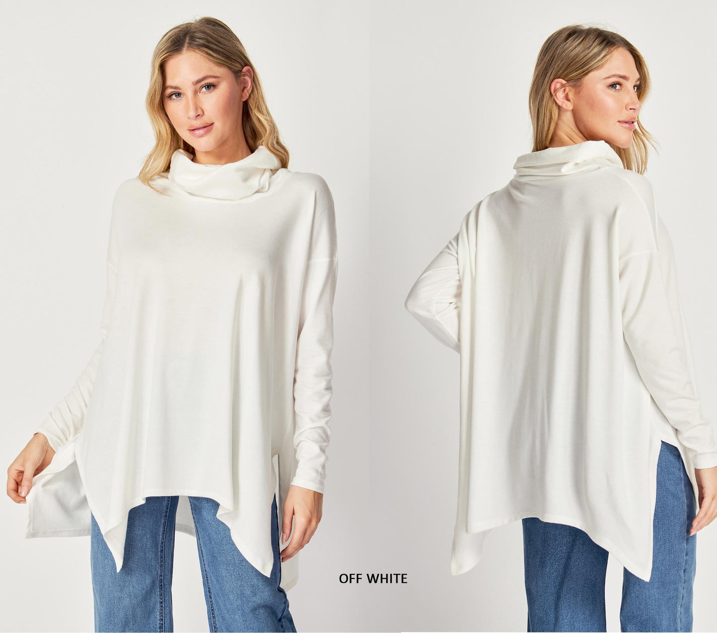 Upcycled butter Soft Oversized Turtle Neck Tunic Top, Plus Size Tunic Top Top, Loungewear, Lounge Tunic, Ethical, Sustainable, Made in USA