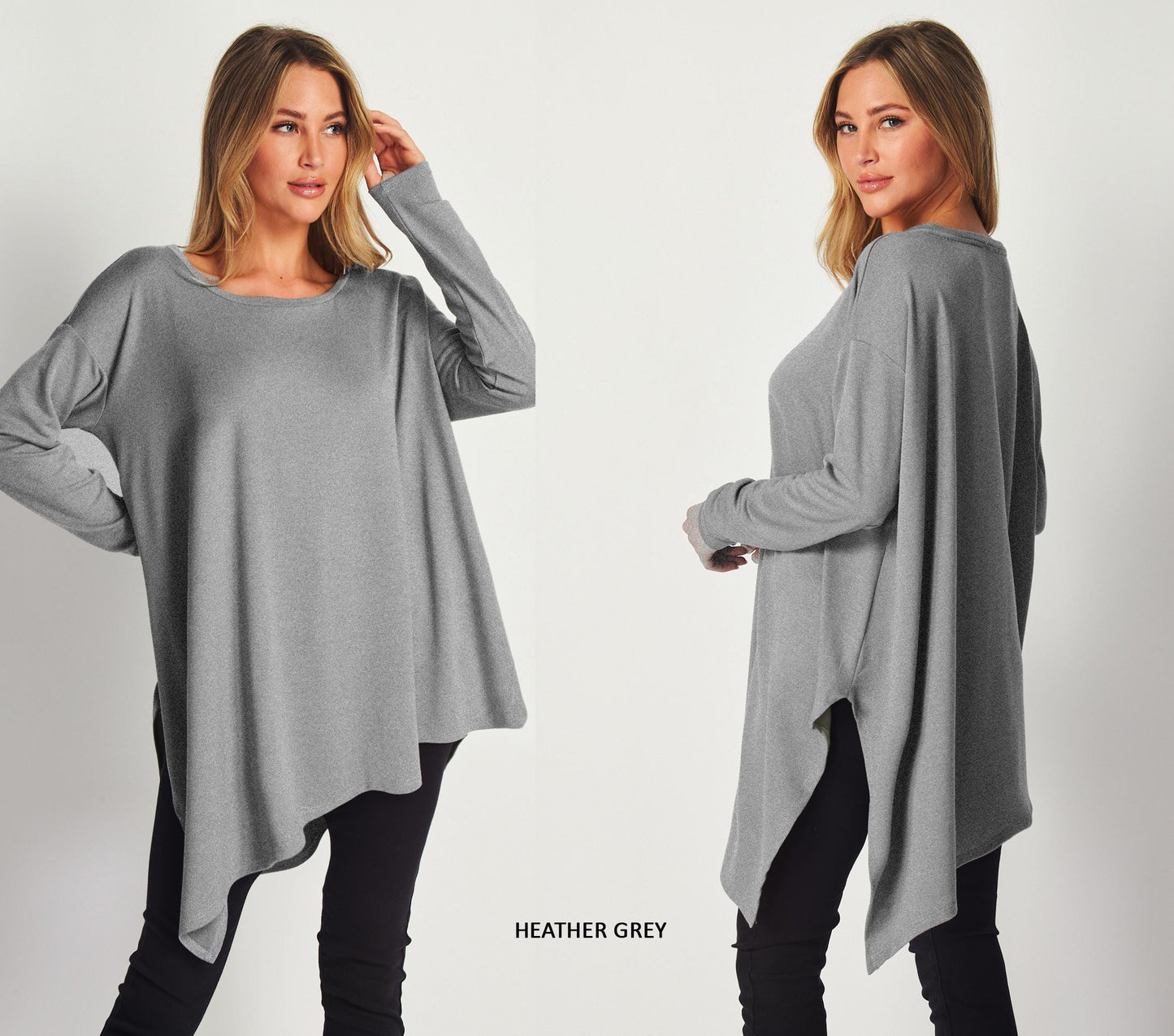 Asymmetrical Oversized Tunic Top with Side Slit – Available in Petite, Plus, Tall - Chic and Flowy Statement Piece - Handmade in USA