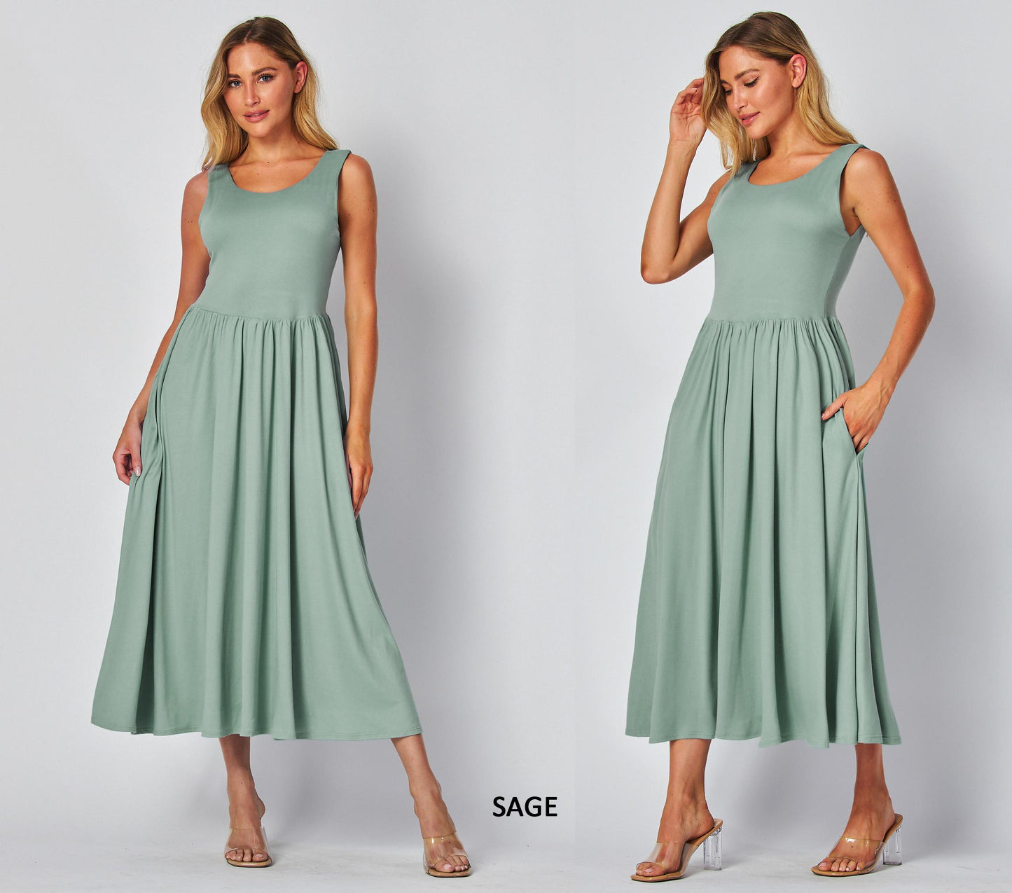 Elegant Sleeveless Maxi Dress with Pockets – Available in Petite,Plus,Tall - Perfect for any occasions
