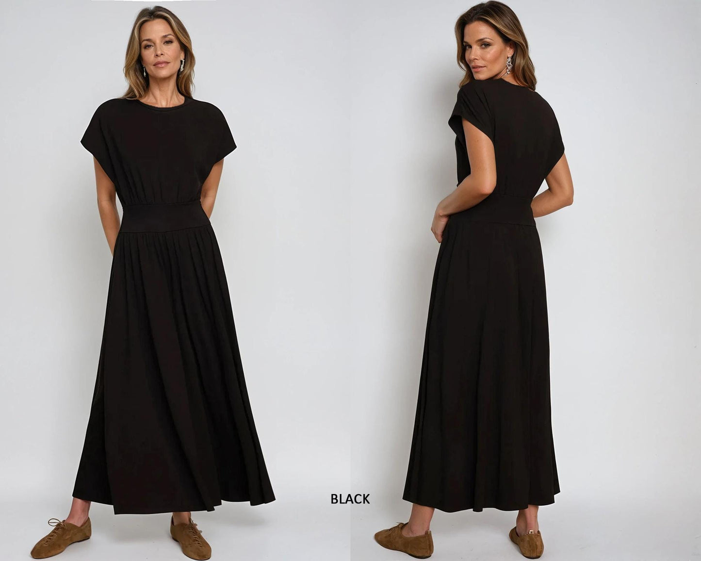 Soft Knit Maxi Dress with Pockets – Custom Petite, Plus & Tall, Pockets, 4-Way Stretch, Travel-Friendly
