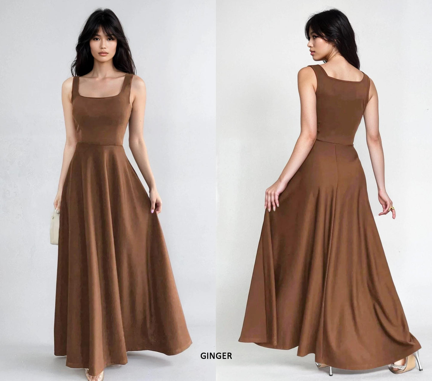 Flowy Sleeveless Square Neck Maxi Dress - Lightweight, Breathable, Travel-Friendly - Custom Lengths Available - Handmade in USA with Love