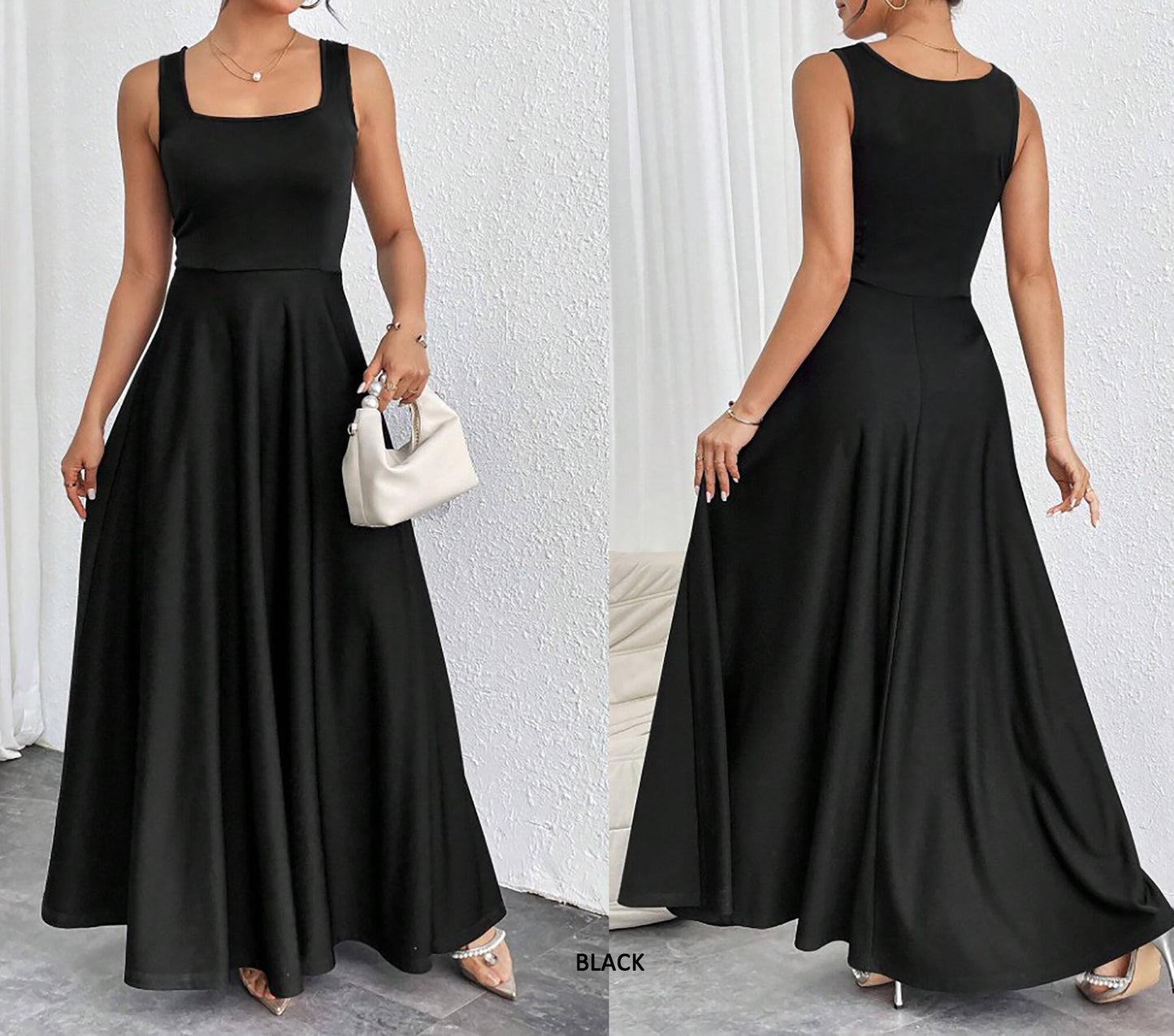 Flowy Sleeveless Square Neck Maxi Dress - Lightweight, Breathable, Travel-Friendly - Custom Lengths Available - Handmade in USA with Love