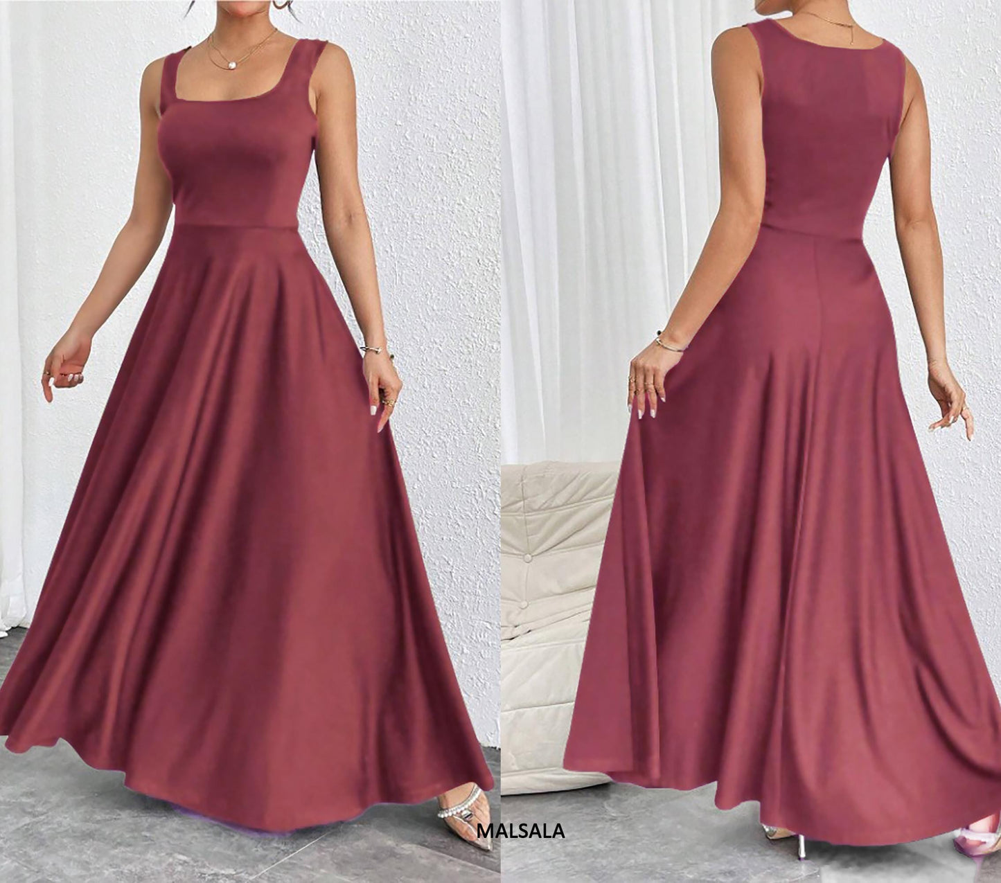 Flowy Sleeveless Square Neck Maxi Dress - Lightweight, Breathable, Travel-Friendly - Custom Lengths Available - Handmade in USA with Love