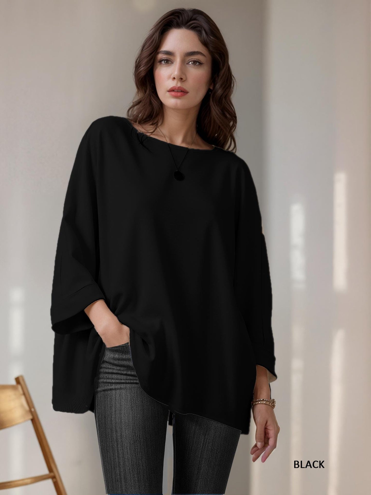 Flowy Loose-Fit Tunic Top, Comfortable Minimalist Blouse, Available in Petite, Plus, Tall, Handmade in USA
