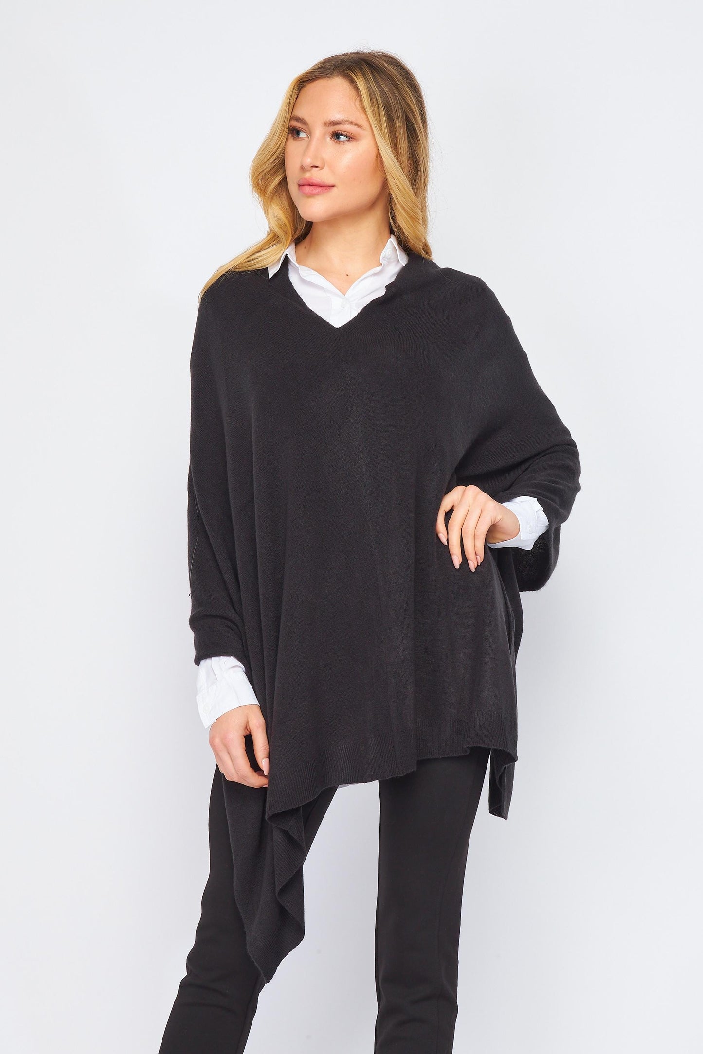 Convertible Wool Blended Knit Wrap Shawl – Multi-Way Poncho, Asymmetrical Cape, Elegant Travel Layer, Lightweight Sweater Wrap