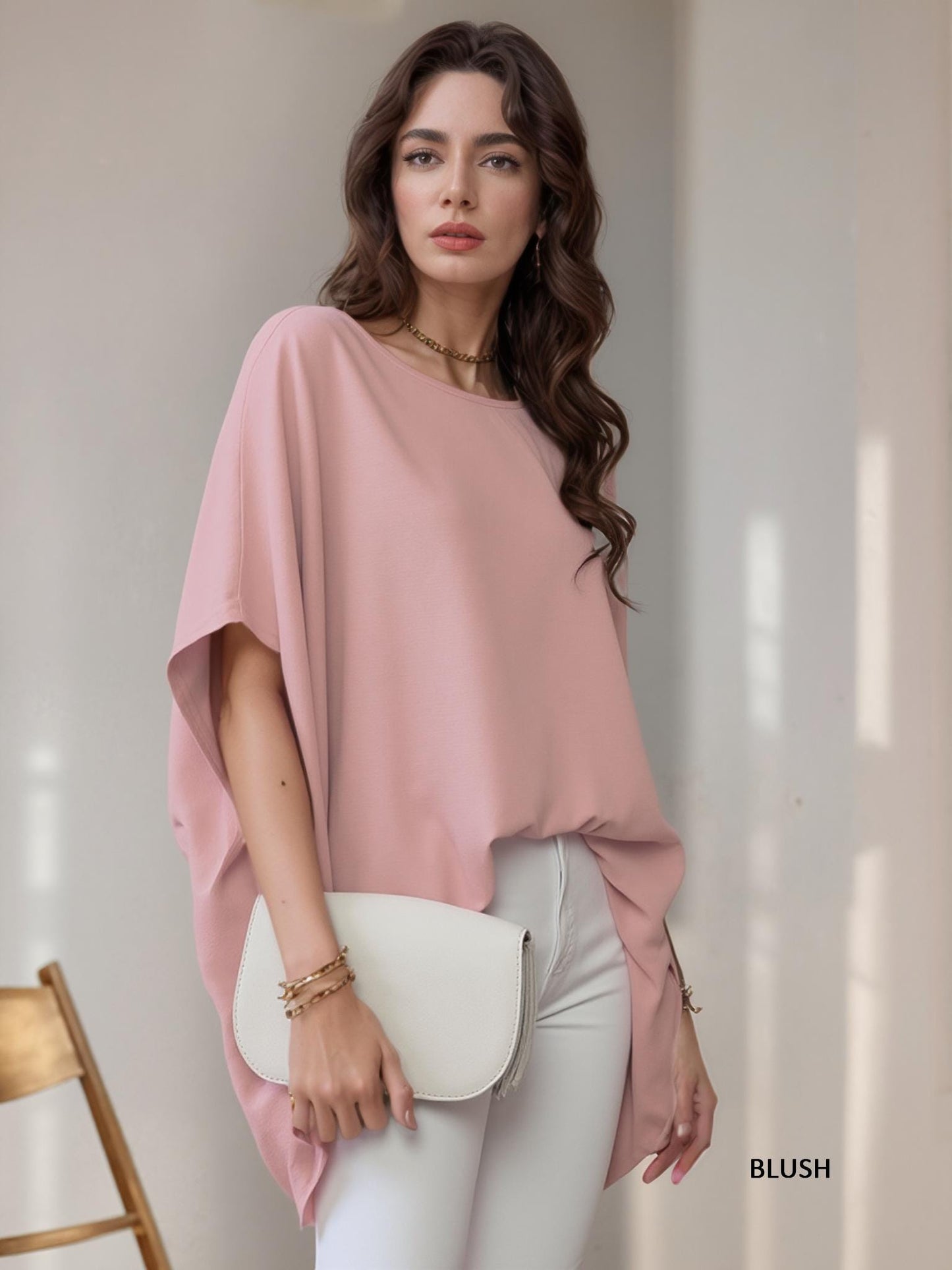 Oversized Draped Tunic Top, Comfortable, Elegant, Minimalist Chic, Blouse, Available in Petite, Plus, Tall, Handmade in USA