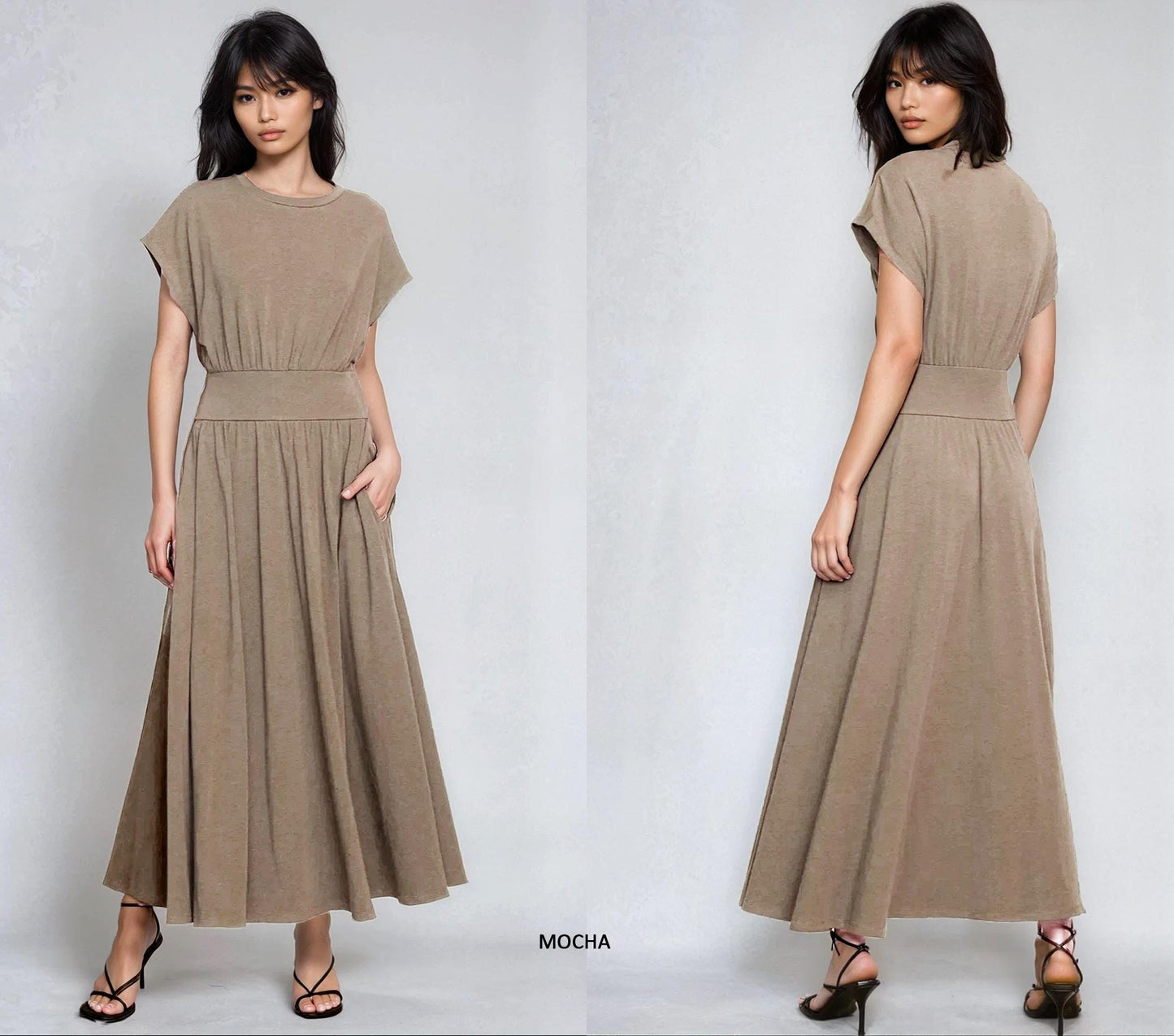 Soft Knit Maxi Dress with Pockets – Custom Petite, Plus & Tall, Pockets, 4-Way Stretch, Travel-Friendly