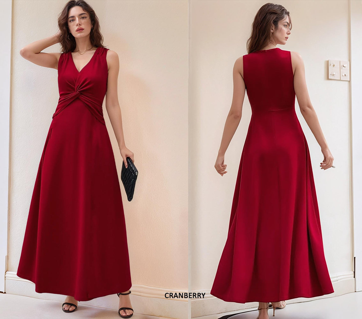 Sleeveless Twist Front Maxi Dress with Pockets β Available in Petite, Plus, Tall - Maternity Friendly - Travel Friendly