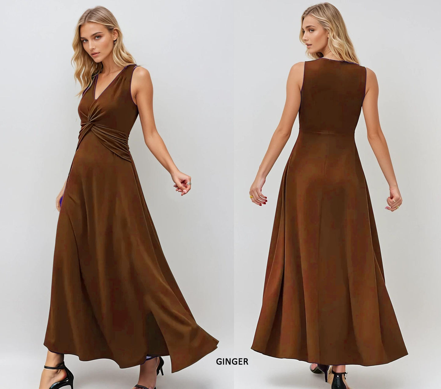 Sleeveless Twist Front Maxi Dress with Pockets β Available in Petite, Plus, Tall - Maternity Friendly - Travel Friendly