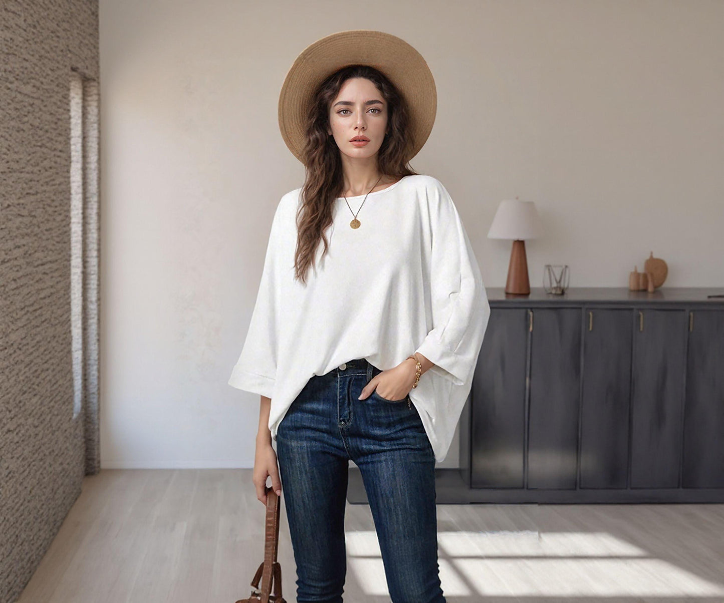 Flowy Loose-Fit Tunic Top, Comfortable Minimalist Blouse, Available in Petite, Plus, Tall, Handmade in USA