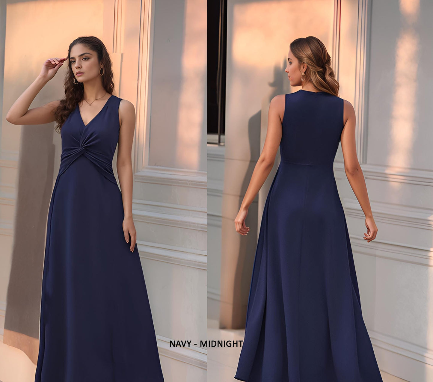 Sleeveless Twist Front Maxi Dress with Pockets β Available in Petite, Plus, Tall - Maternity Friendly - Travel Friendly