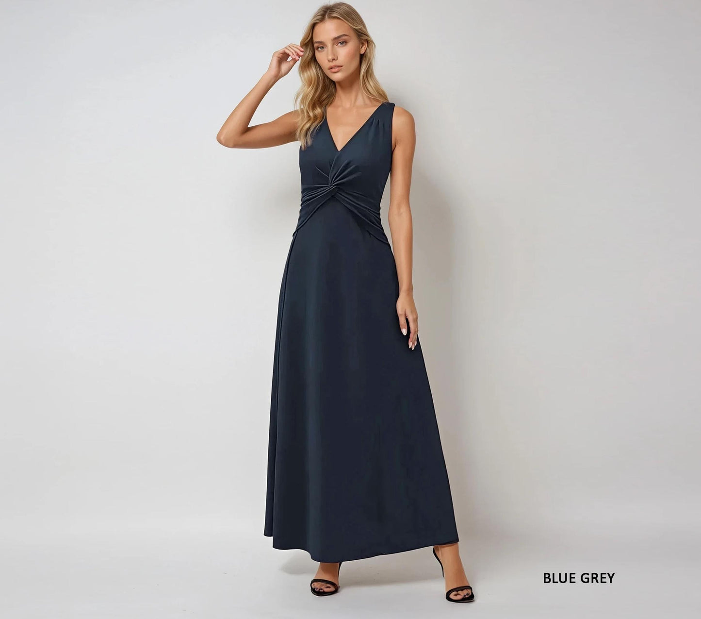 Sleeveless Twist Front Maxi Dress with Pockets β Available in Petite, Plus, Tall - Maternity Friendly - Travel Friendly