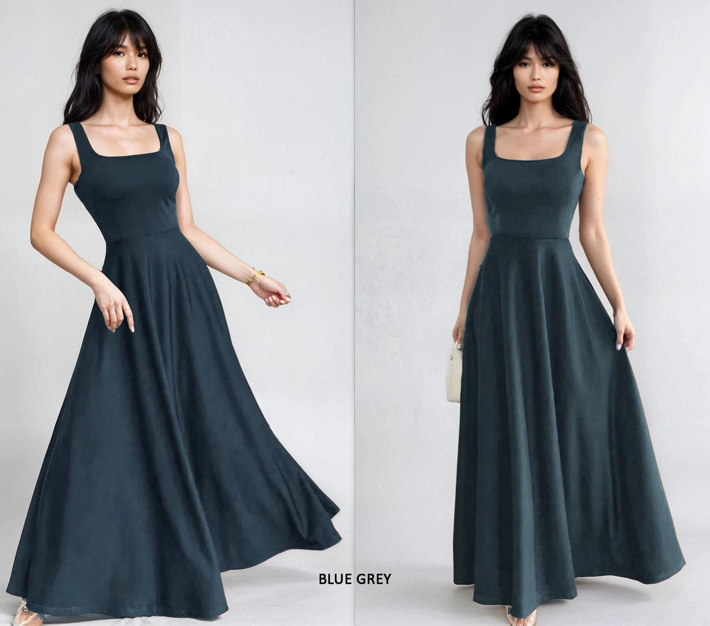 Flowy Sleeveless Square Neck Maxi Dress - Lightweight, Breathable, Travel-Friendly - Custom Lengths Available - Handmade in USA with Love