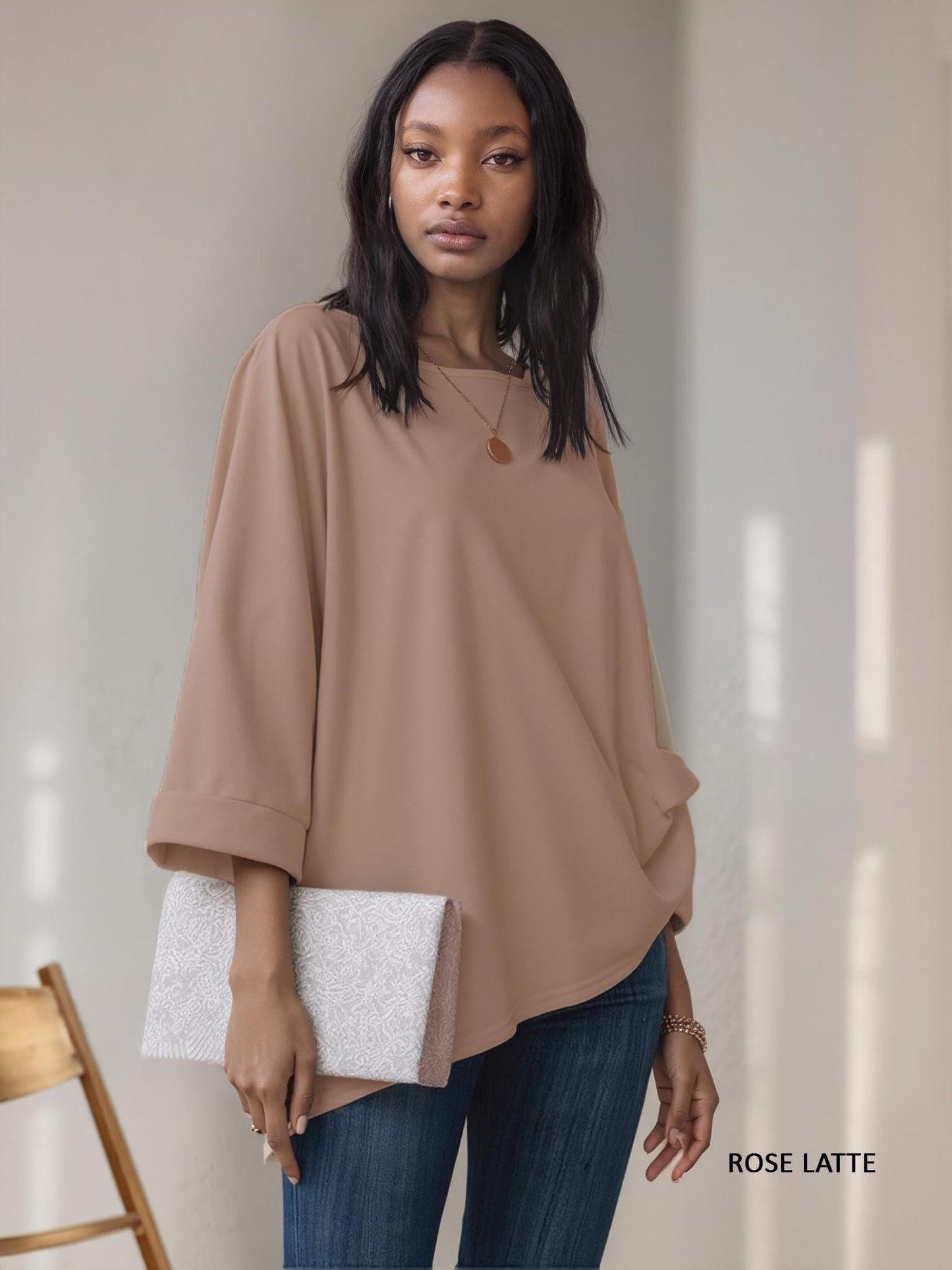 Flowy Loose-Fit Tunic Top, Comfortable Minimalist Blouse, Available in Petite, Plus, Tall, Handmade in USA