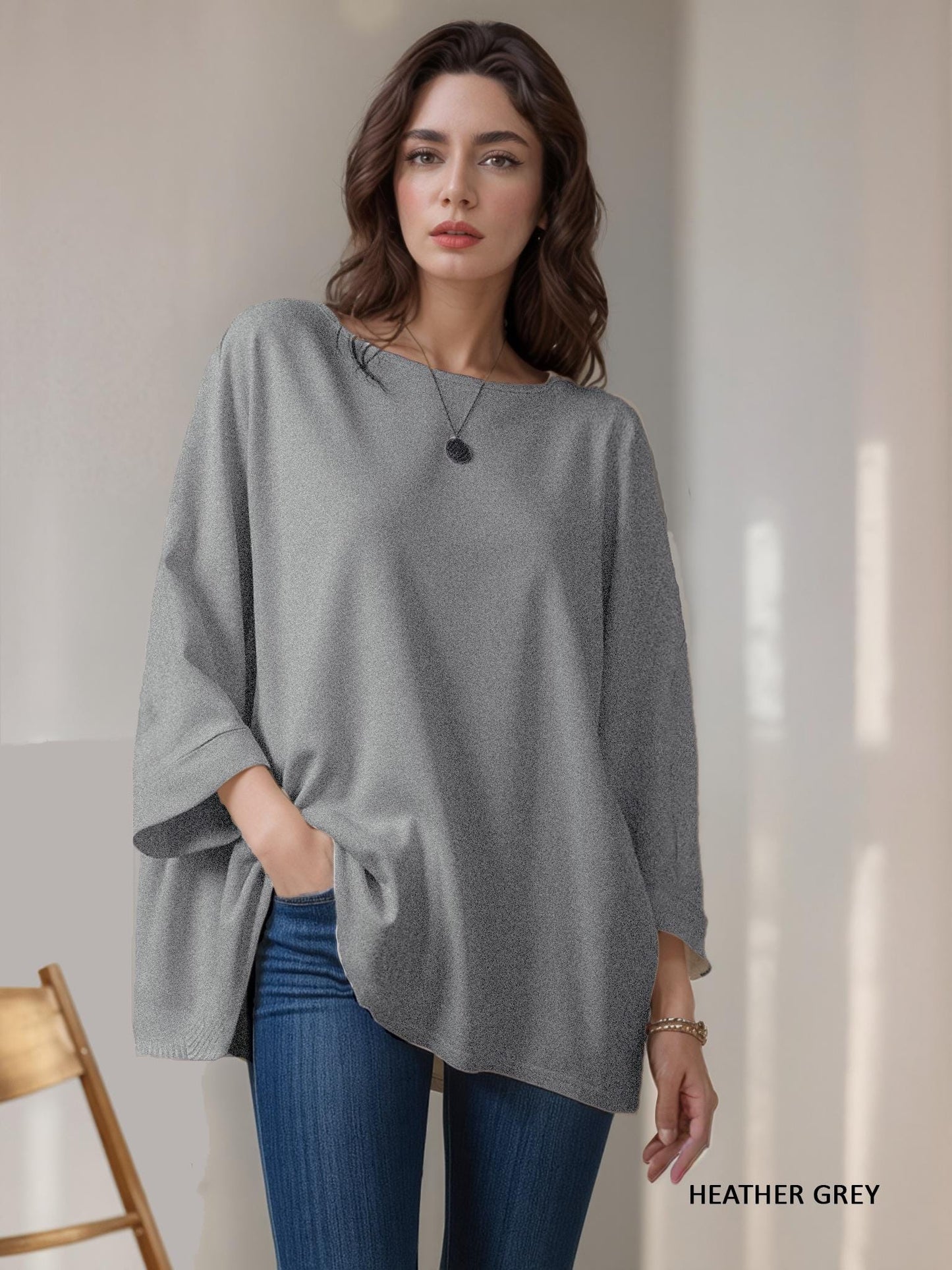 Flowy Loose-Fit Tunic Top, Comfortable Minimalist Blouse, Available in Petite, Plus, Tall, Handmade in USA