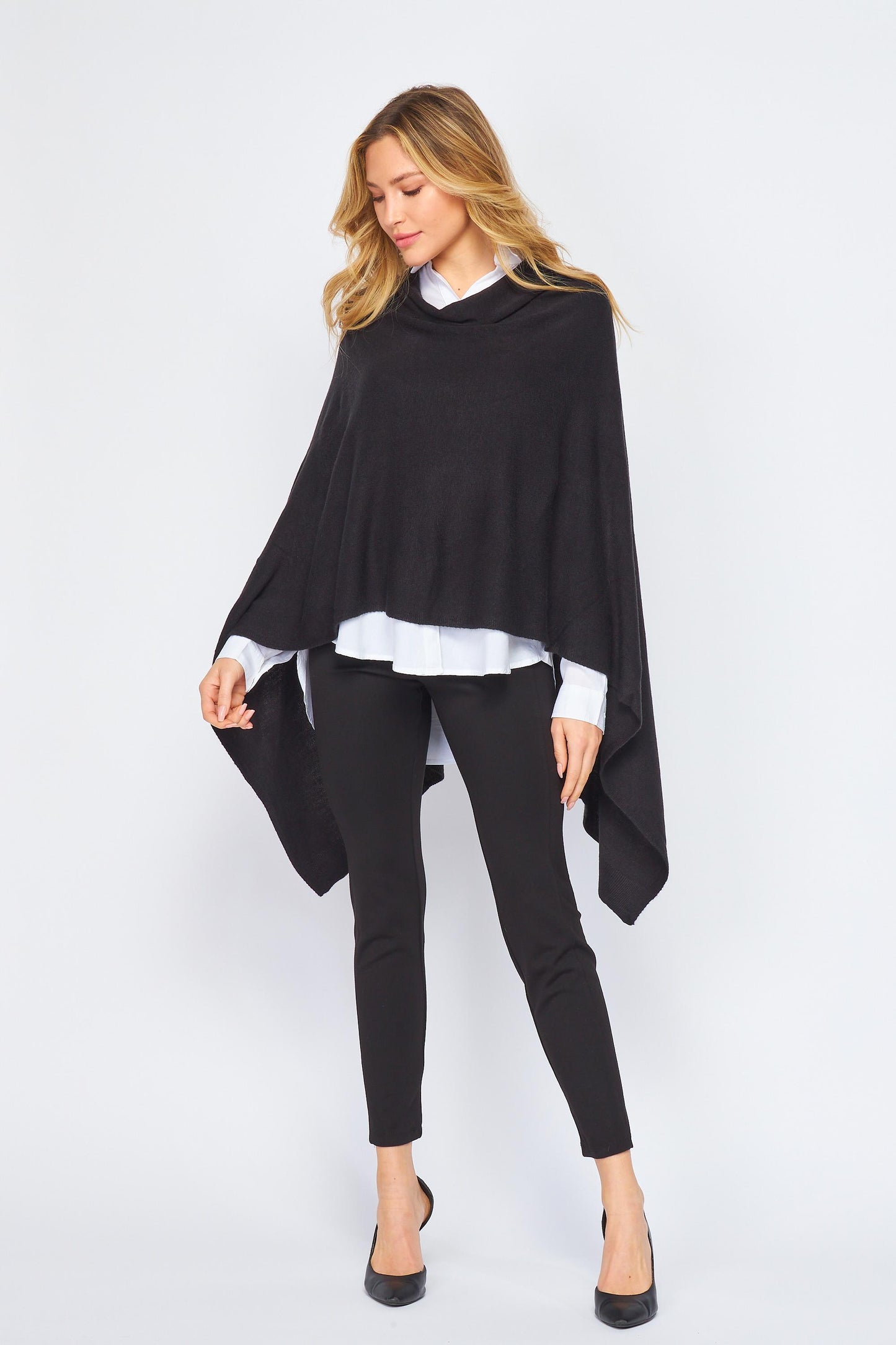 Convertible Wool Blended Knit Wrap Shawl – Multi-Way Poncho, Asymmetrical Cape, Elegant Travel Layer, Lightweight Sweater Wrap