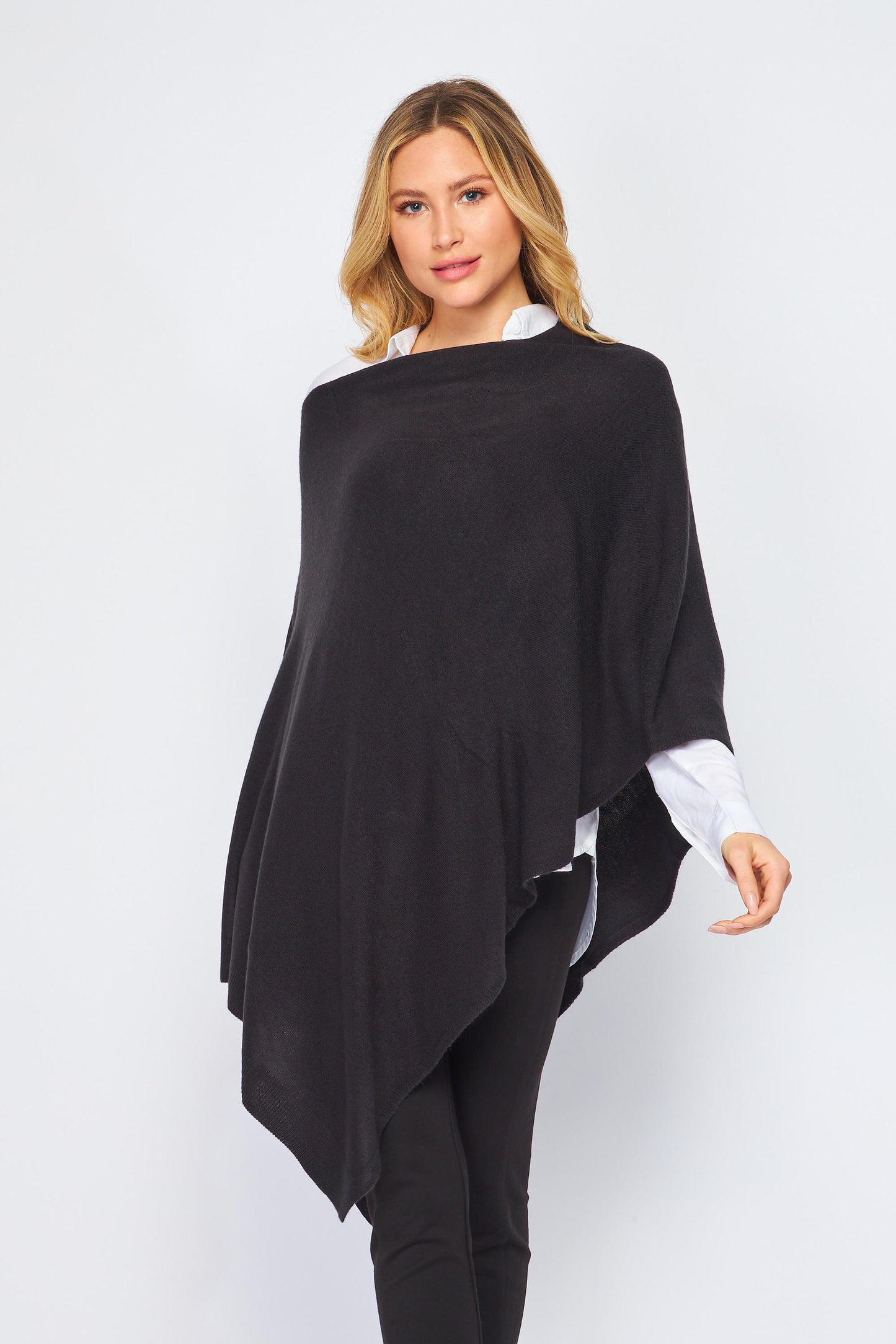 Convertible Wool Blended Knit Wrap Shawl – Multi-Way Poncho, Asymmetrical Cape, Elegant Travel Layer, Lightweight Sweater Wrap