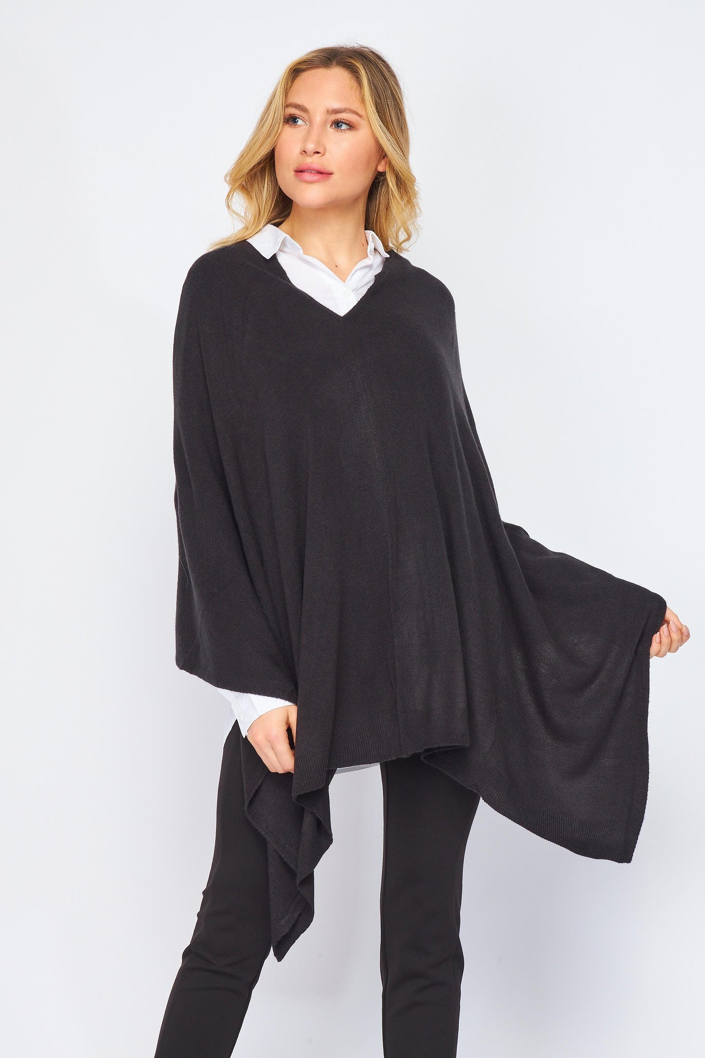 Convertible Wool Blended Knit Wrap Shawl – Multi-Way Poncho, Asymmetrical Cape, Elegant Travel Layer, Lightweight Sweater Wrap