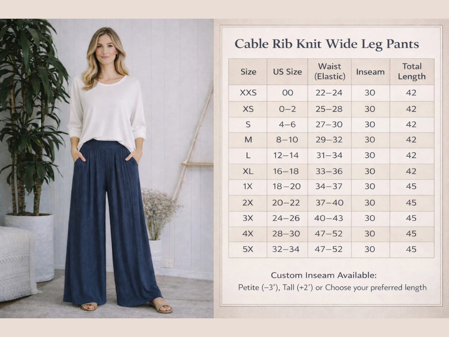 Junie Custom Made High-Rise Wide Leg Knit Sweater Palazzo Pants with Pockets