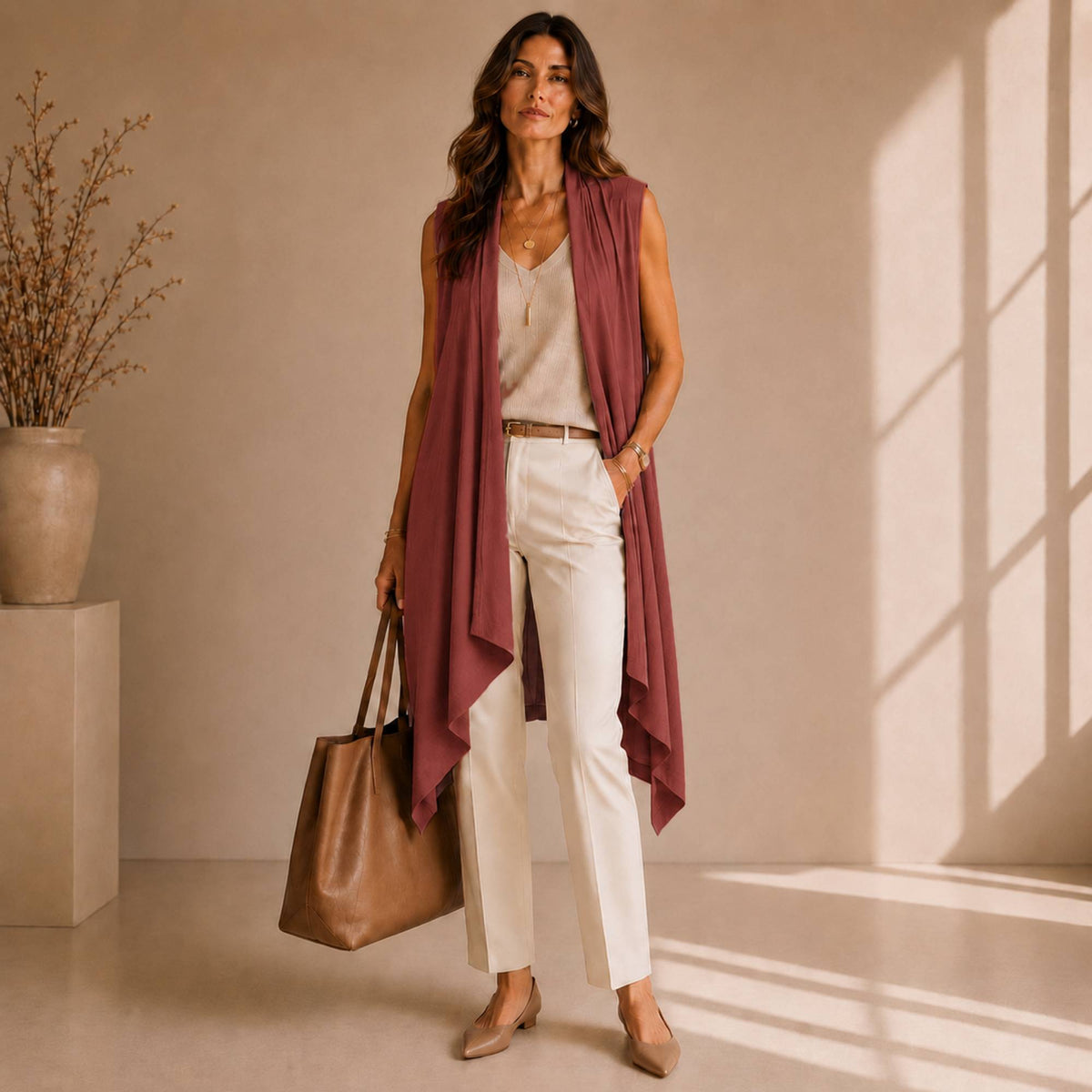 Upcycled Draped Sleeveless Cardigan Vest with Pockets / Plus Sized Vest / Buttery Soft Duster