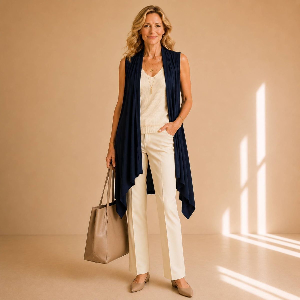 Upcycled Draped Sleeveless Cardigan Vest with Pockets / Plus Sized Vest / Buttery Soft Duster