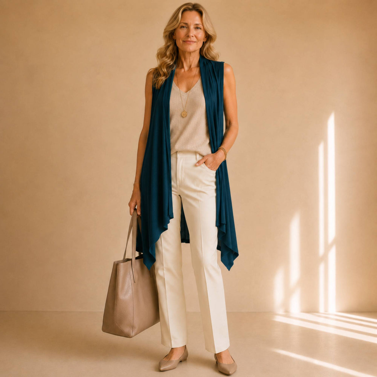 Upcycled Draped Sleeveless Cardigan Vest with Pockets / Plus Sized Vest / Buttery Soft Duster