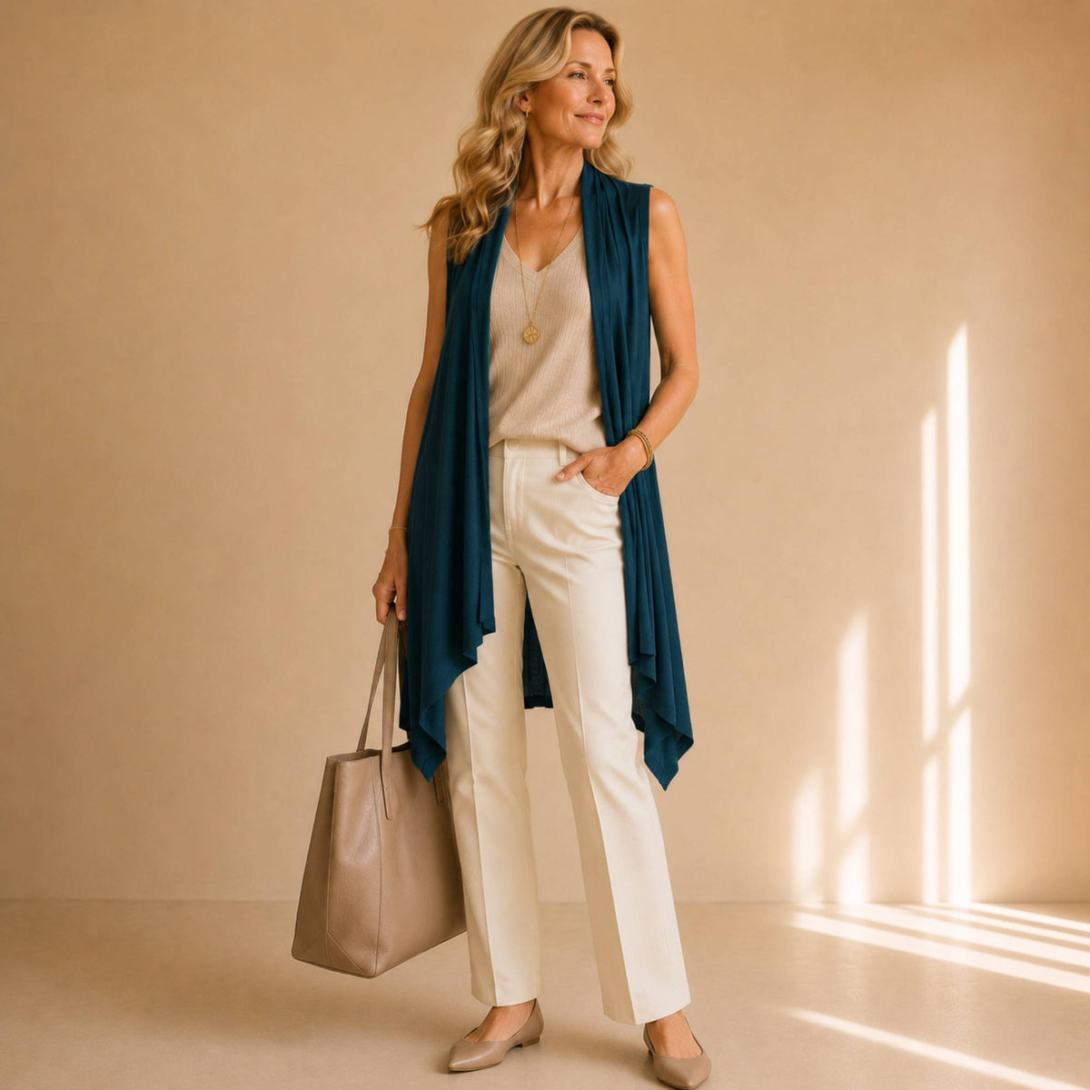 Upcycled Draped Sleeveless Cardigan Vest with Pockets / Plus Sized Vest / Buttery Soft Duster