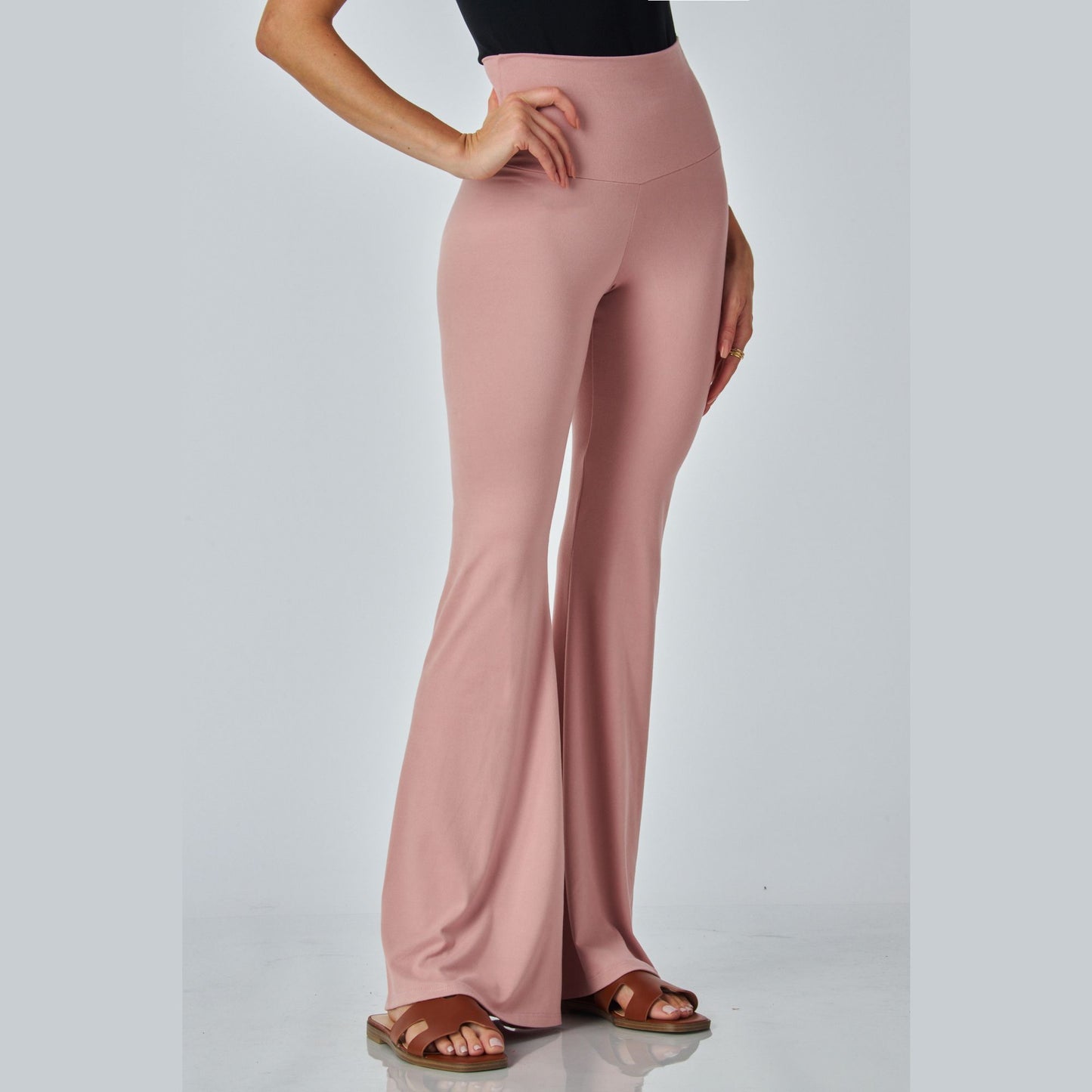 Junie Custom Made Pull on Bell Bottom Flared Yoga Pants, Available in Petite, Plus and Tall