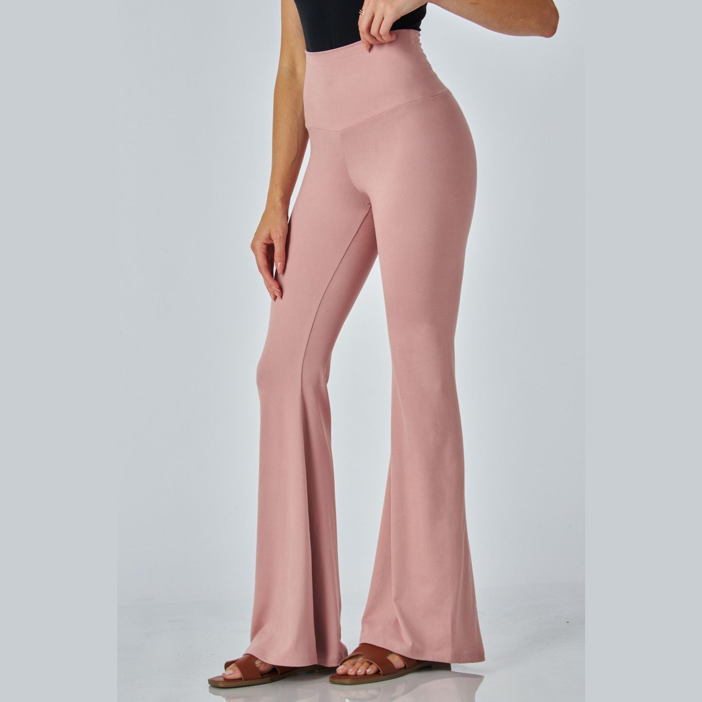 Junie Custom Made Pull on Bell Bottom Flared Yoga Pants, Available in Petite, Plus and Tall