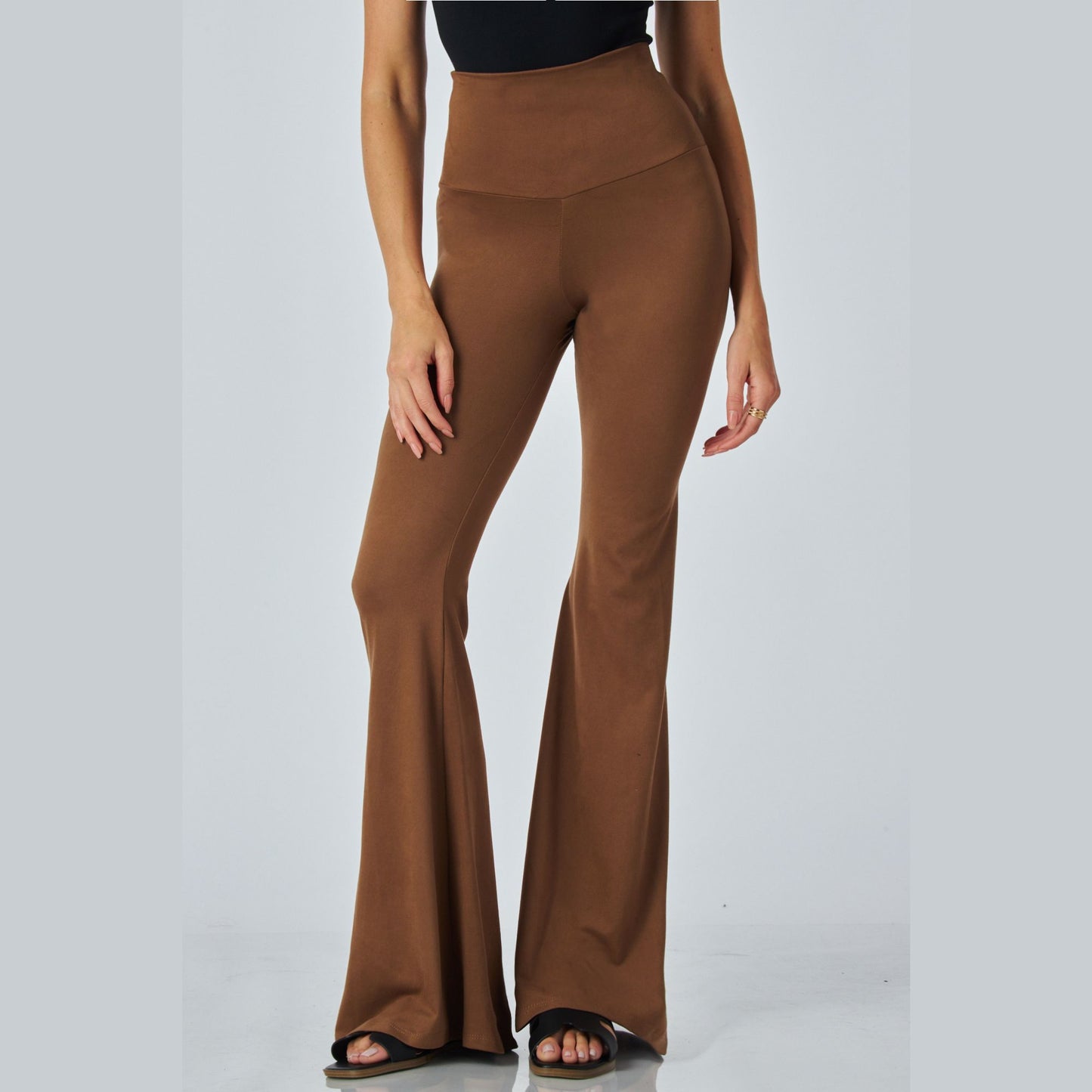 Junie Custom Made Pull on Bell Bottom Flared Yoga Pants, Available in Petite, Plus and Tall