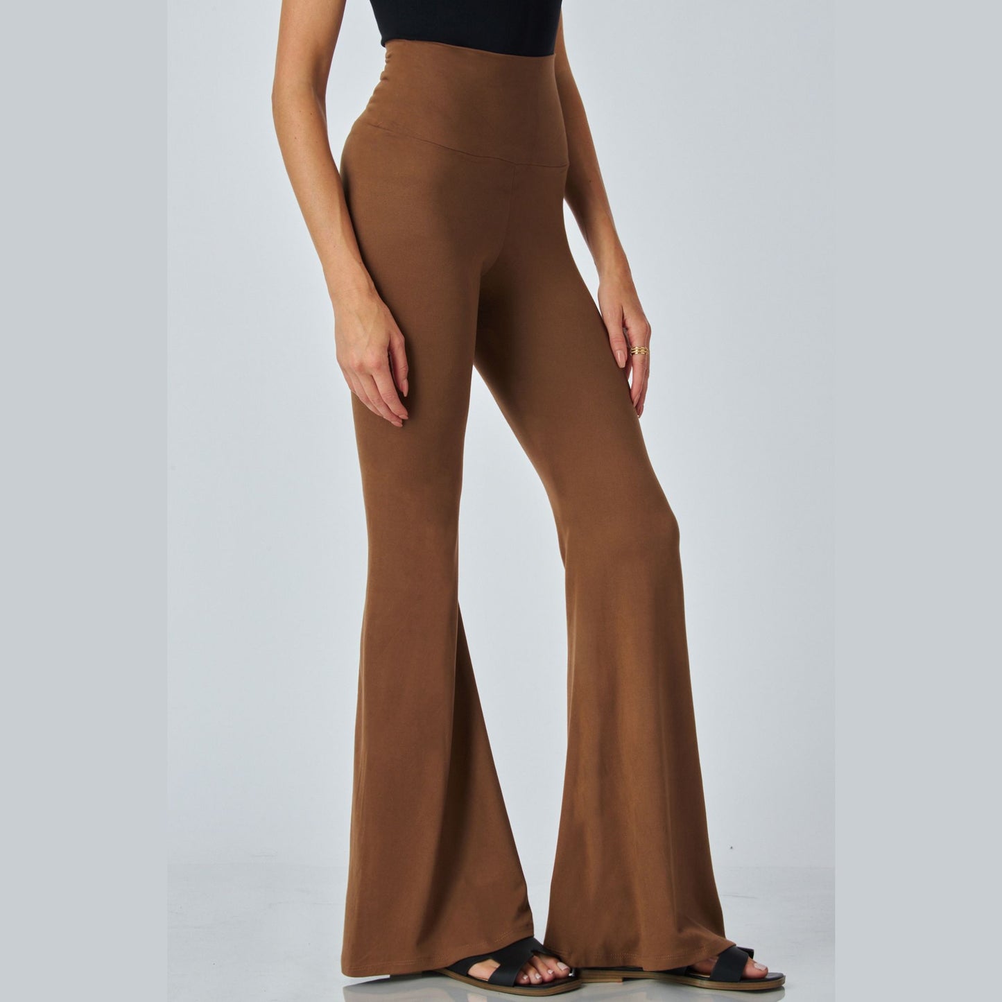 Junie Custom Made Pull on Bell Bottom Flared Yoga Pants, Available in Petite, Plus and Tall