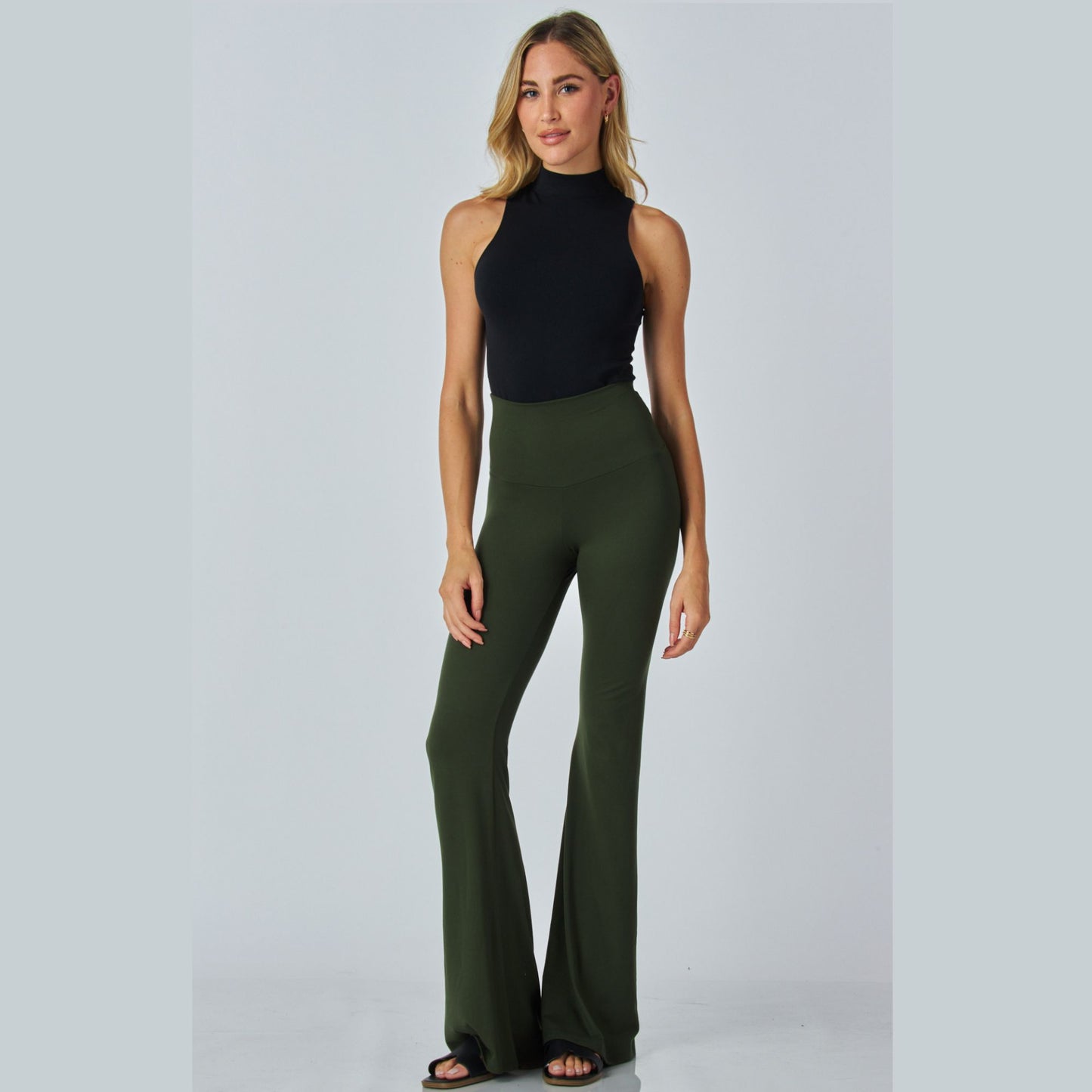 Junie Custom Made Pull on Bell Bottom Flared Yoga Pants, Available in Petite, Plus and Tall