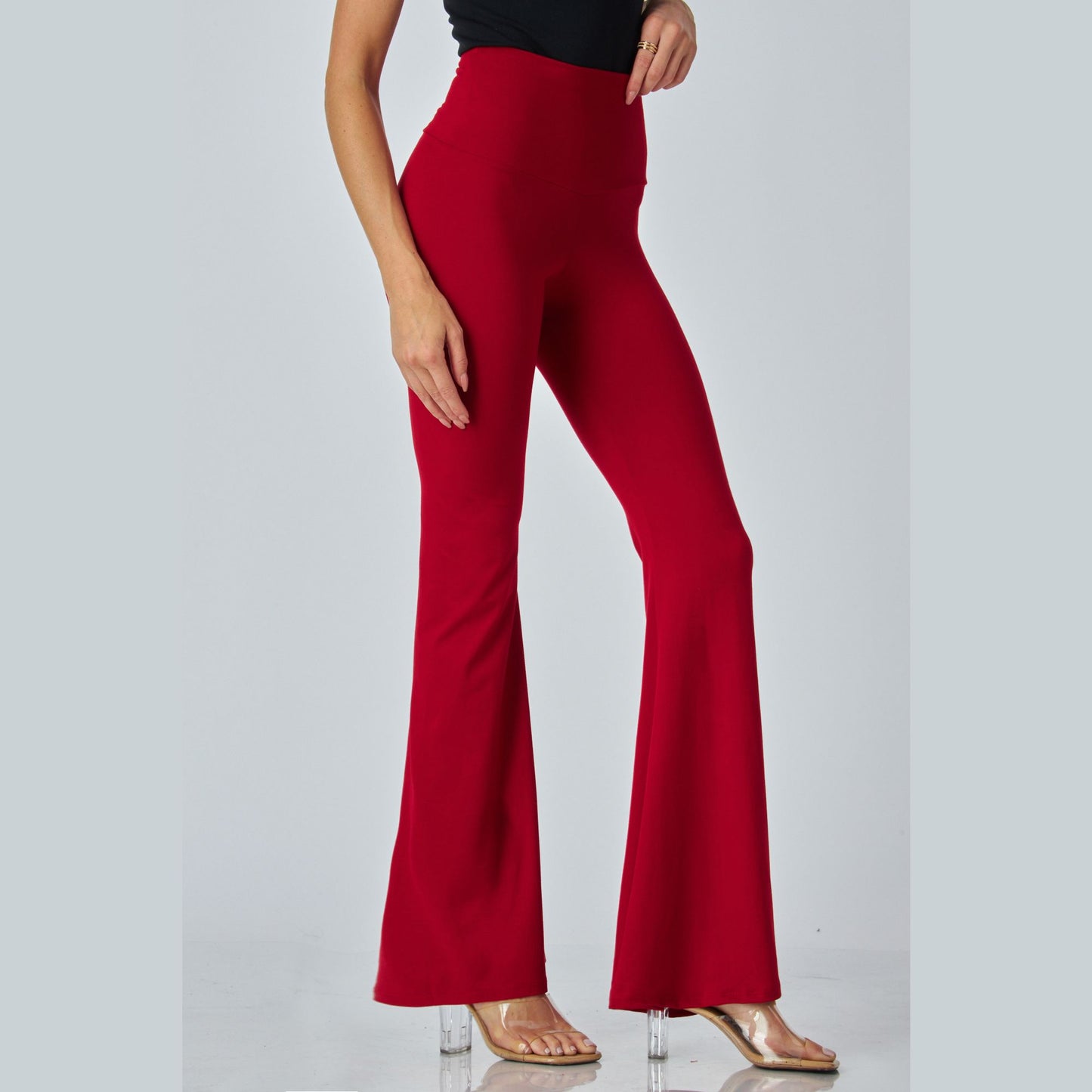 Junie Custom Made Pull on Bell Bottom Flared Yoga Pants, Available in Petite, Plus and Tall