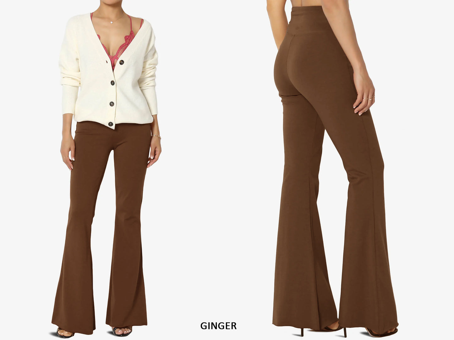 Junie Custom Made Pull on Bell Bottom Flared Yoga Pants, Available in Petite, Plus and Tall