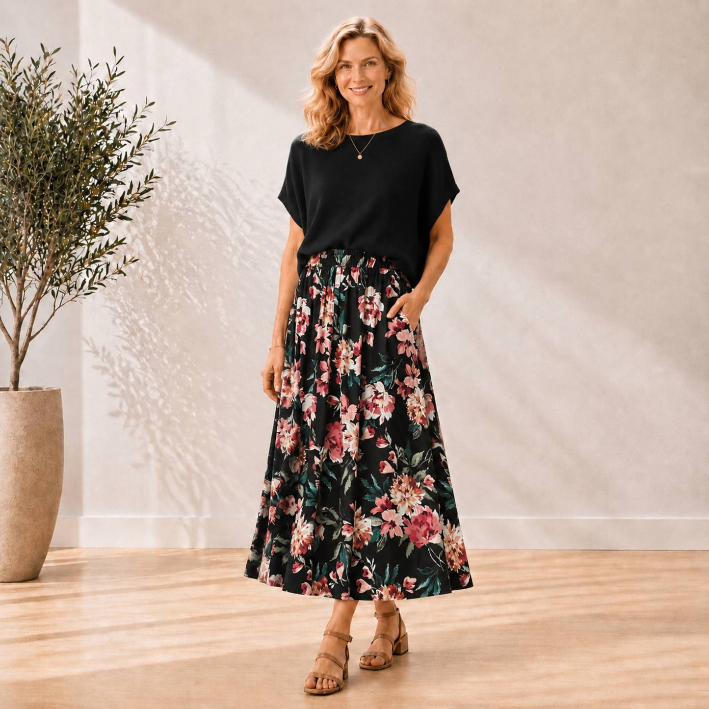 Paperbag Waist Maxi Skirt with Pockets
